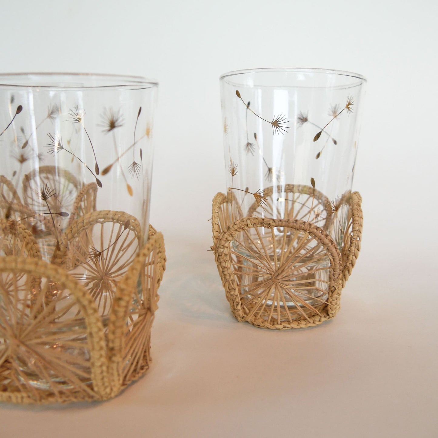 Set of Vintage Wicker Cup Holders, Vintage Wicker Glass Holders MCM Vintage Dining Decor Vintage Midcentury Modern Decor MCM Wicker Decor