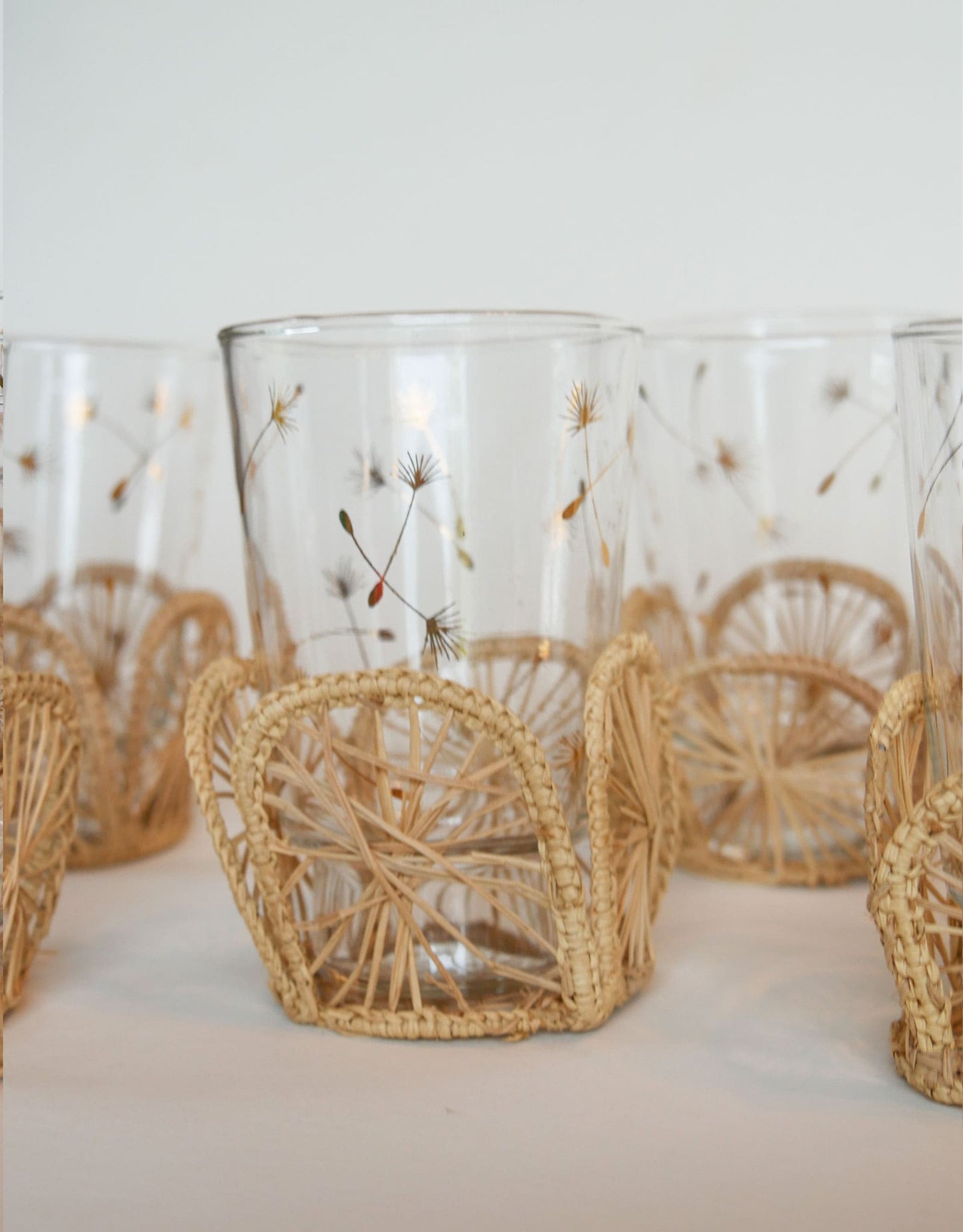 Set of Vintage Wicker Cup Holders, Vintage Wicker Glass Holders MCM Vintage Dining Decor Vintage Midcentury Modern Decor MCM Wicker Decor