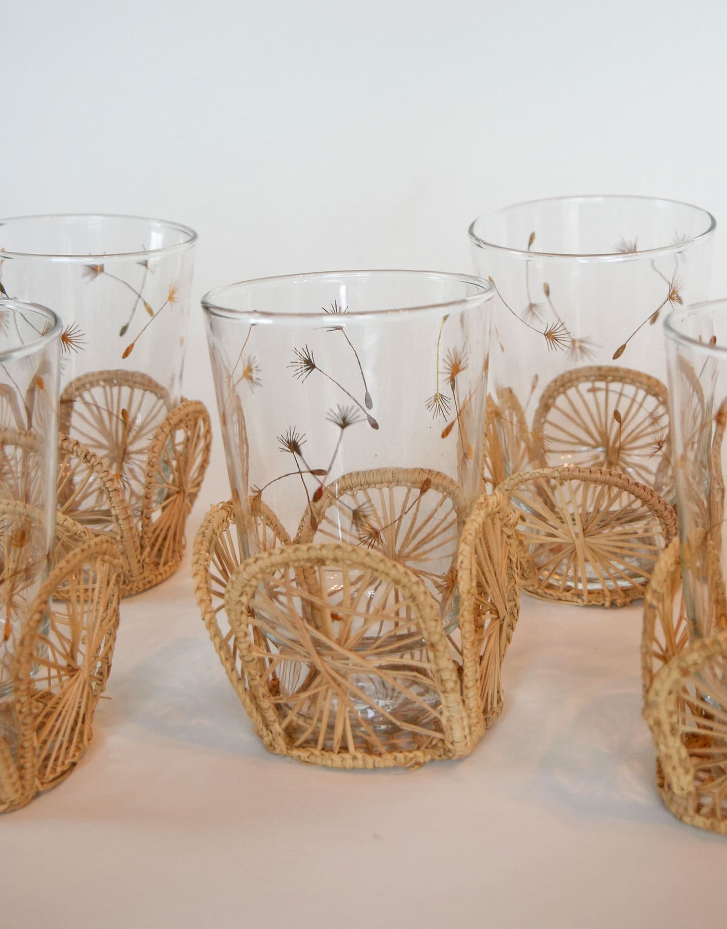 Set of Vintage Wicker Cup Holders, Vintage Wicker Glass Holders MCM Vintage Dining Decor Vintage Midcentury Modern Decor MCM Wicker Decor