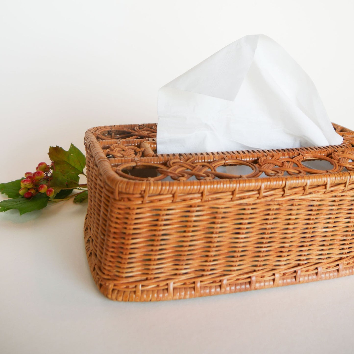 Vintage Rattan Wicker Tissue Box Cover Midcentury Decor MCM Wicker Decor Vintage Wicker Decor Wicker Tissue Box