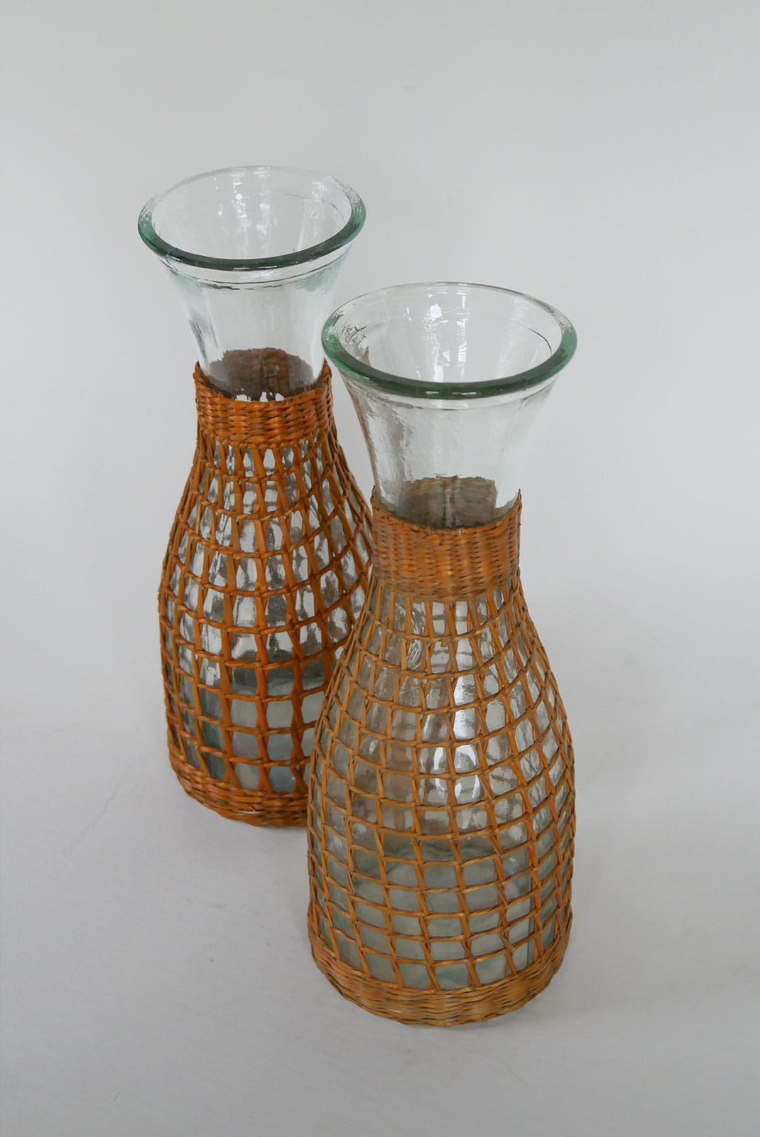 Vintage Wicker Wrapped Carafe, Vintage Demijohn, Vintage Wicker Demijohn, Vintage Wicker Vase, Vintage Rattan Wicker Vase, Primitive Wicker Vase