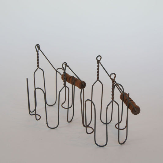 Vintage Wire Jar Holder with Wood Handle, Each Sold Separately
