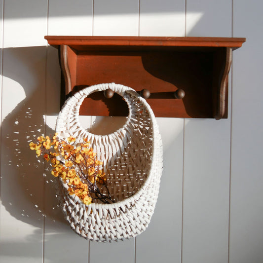 Vintage Wood Wall Shelf with Peg Hooks, Farmhouse Peg Hook Shelf, Vintage Peg Hook Shelf