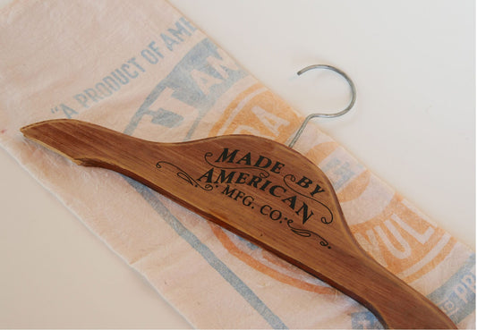 Vintage Made by American Wooden Hanger, Vintage Wood Hanger, Antique Wood Hanger, Vintage Farmhouse Decor, Vintage Primitive Wooden Hanger