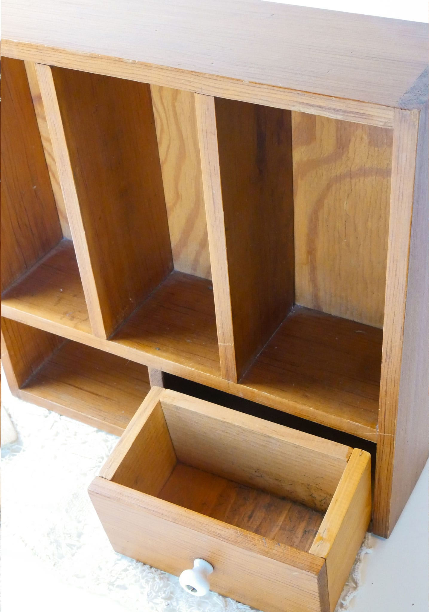 Vintage Wooden Spice Rack with Drawer and Porcelain Knob, Vintage Spice Racks, Vintage Kitchen Wall Shelf and Drawers
