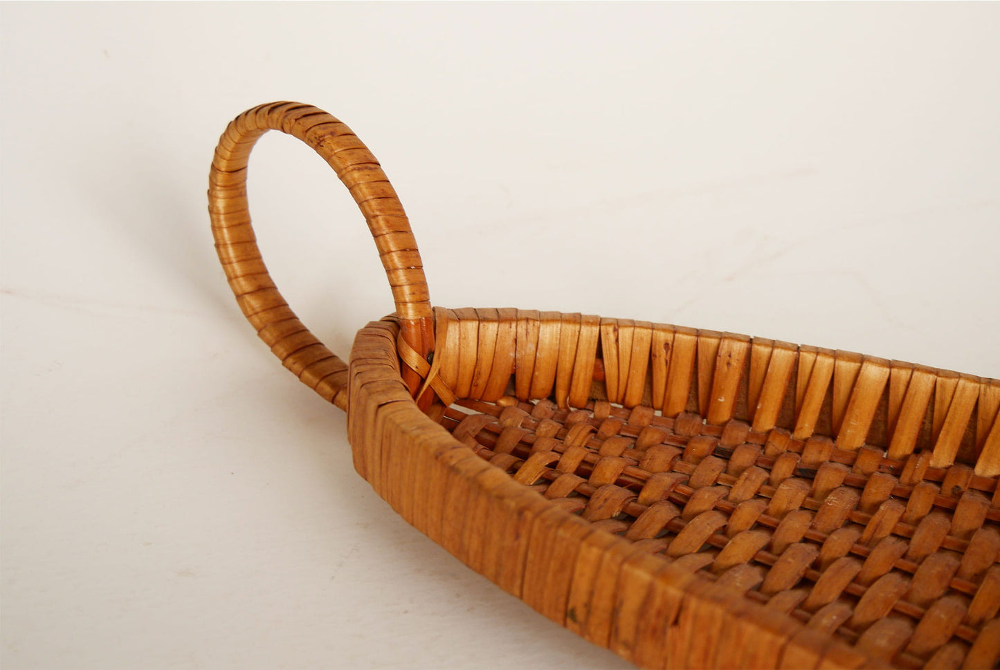 Vintage Scoop-Shaped Rattan Wicker Handled Basket, Scoop Basket, Vintage Boho Basket Wall, Vintage Basket Wall, Vintage Basket Gallery Wall