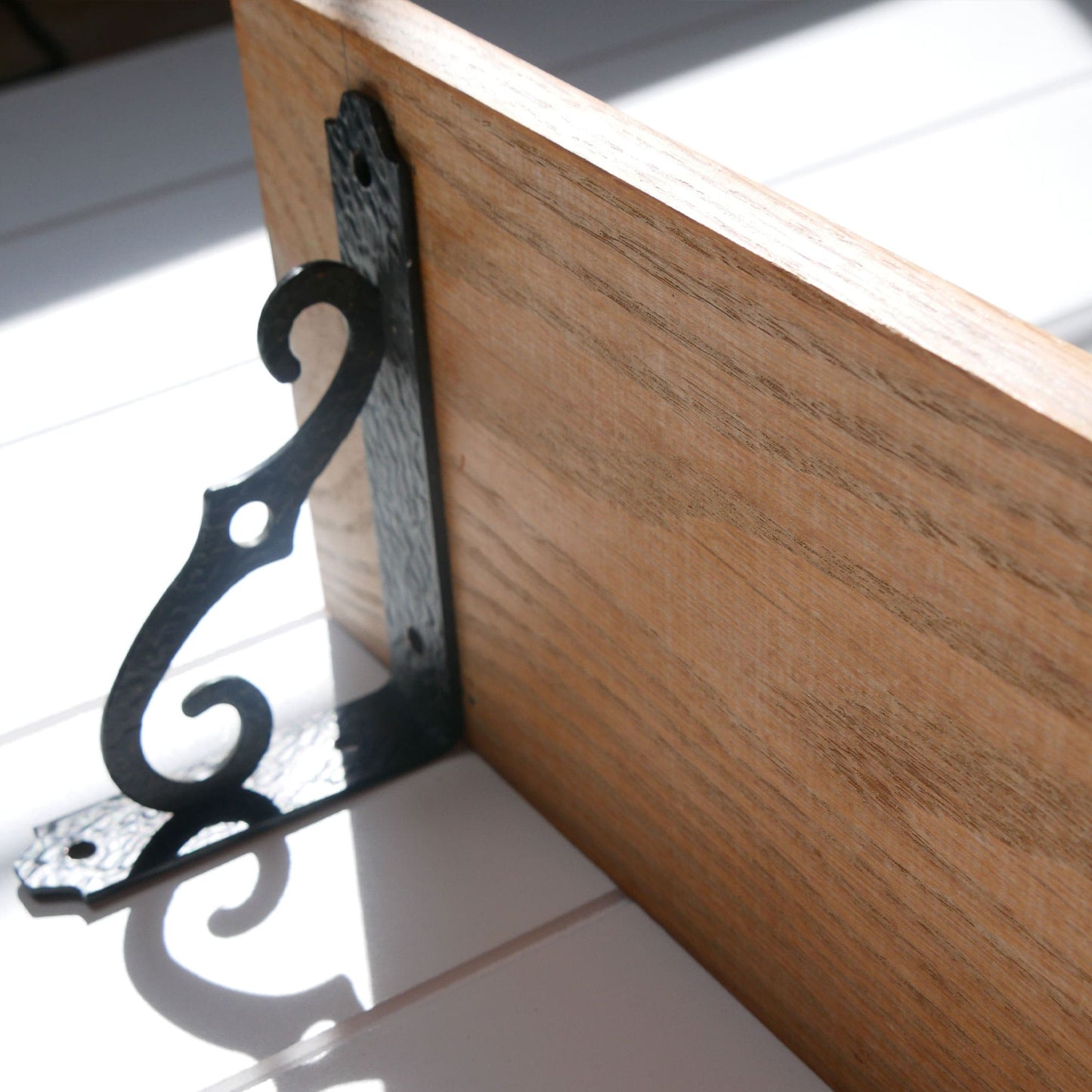 16in Wooden Wall Ledge Shelf with Metal Brackets, Vintage Floating Shelf