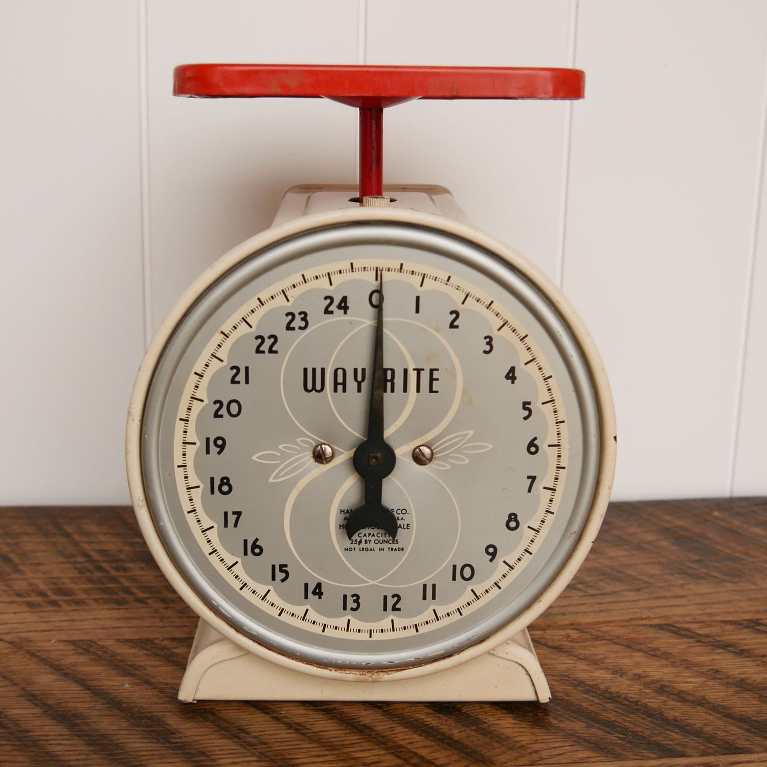 WayRite Vintage Kitchen Scale with Red Platform, Vintage Kitchen Decor