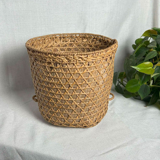 Thrifted Wicker Basket Wicker Basket Plant Holder Vintage Home Decor
