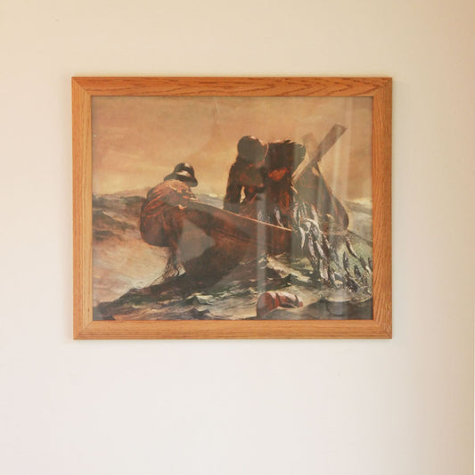 Large Winslow Homer 'The Herring Net' Framed Print, 18.5in x 22.5in, Vintage Nautical Print, Nautical Artwork, Vintage Nautical Decor Vintage Coastal Decor Vintage Coastal Artwork
