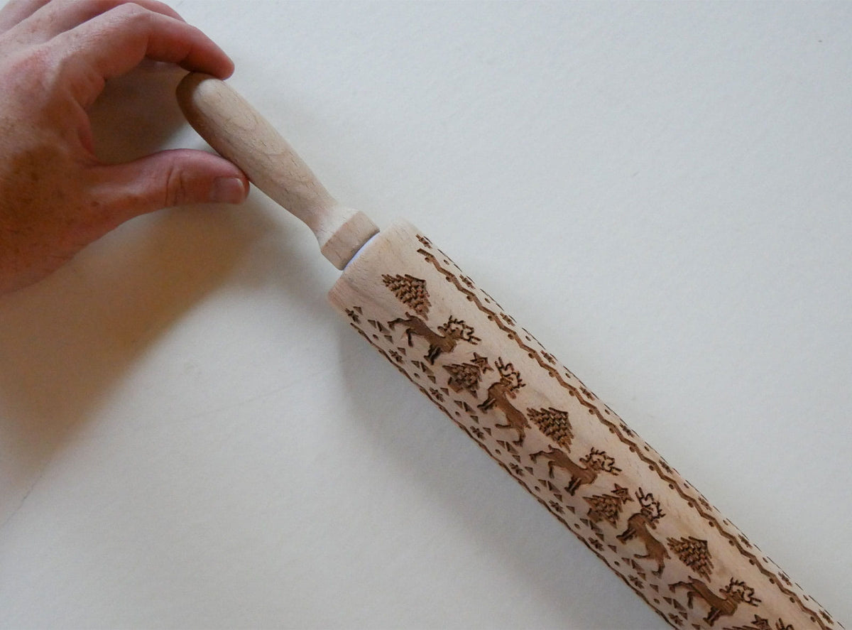 Wooden Reindeer Christmas Rolling Pin, Christmas Rolling Pin, Vintage Kitchen Chrismas Decor, Vintage Christmas Decor, Vintage Winter Decor