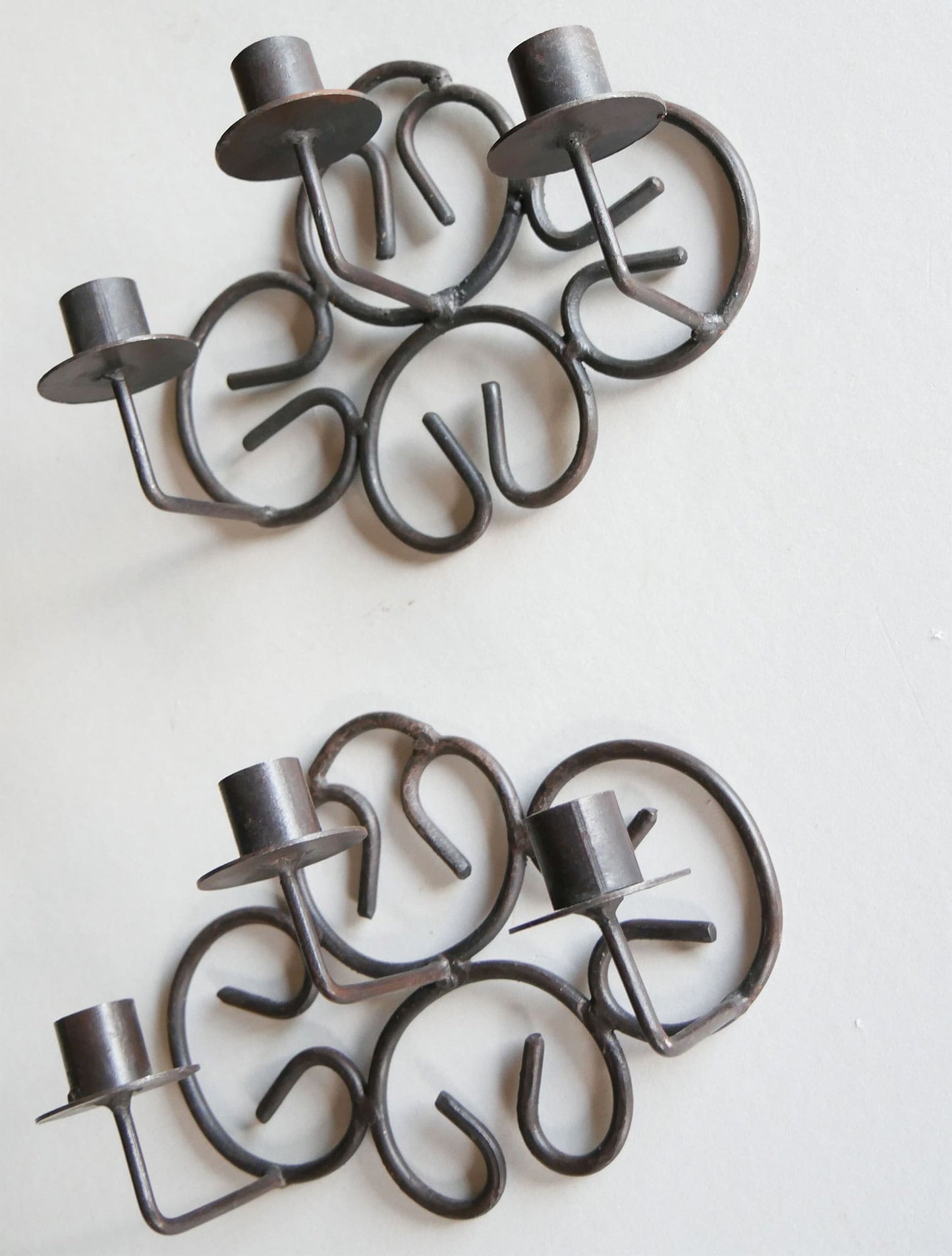 Vintage Wrought Iron 3-Candlestick Sconce, Vintage Iron Candlestick Holders, Wrought Iron Candlelabra