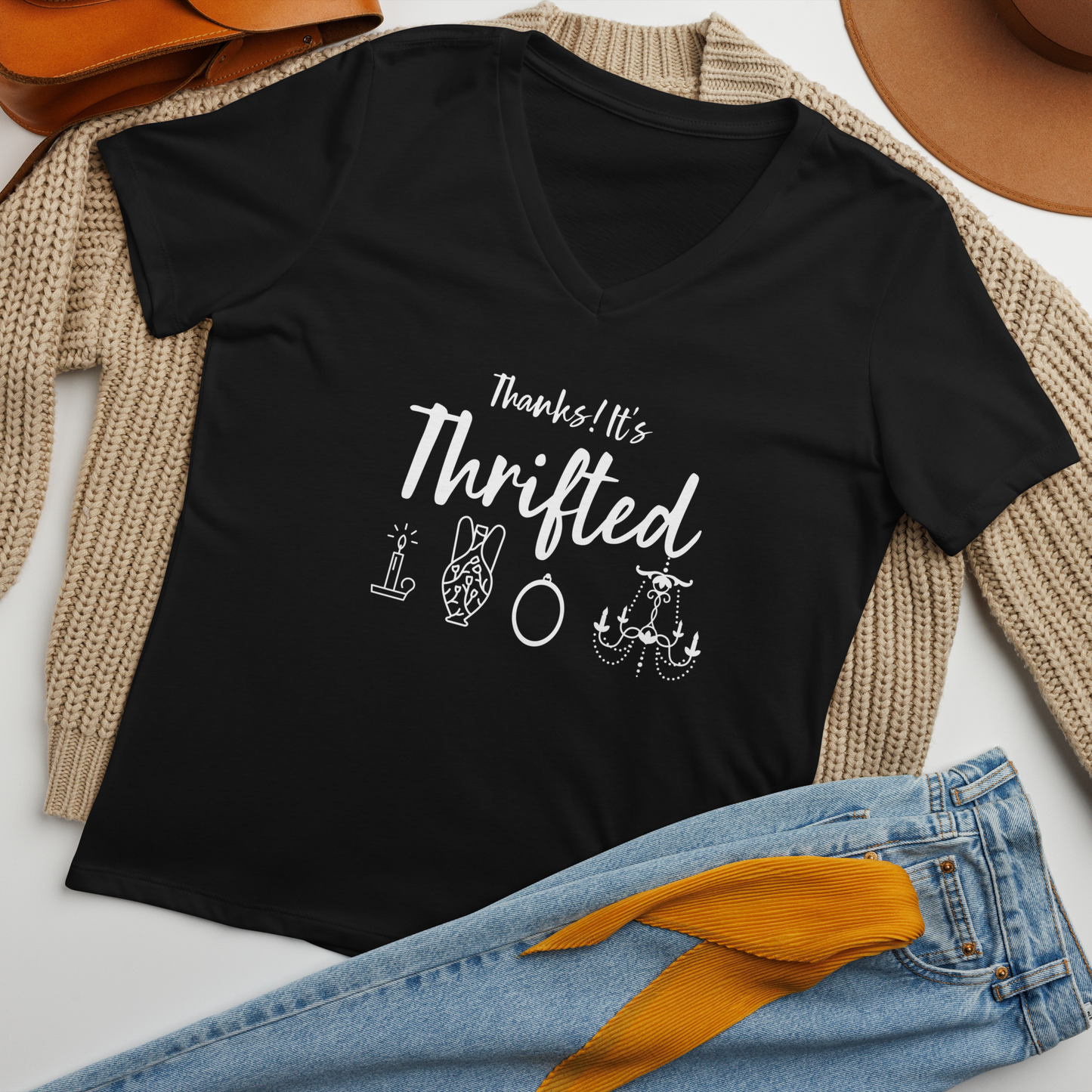 Thanks! It's Thrifted Relaxed Fit V-Neck Women's Tee
