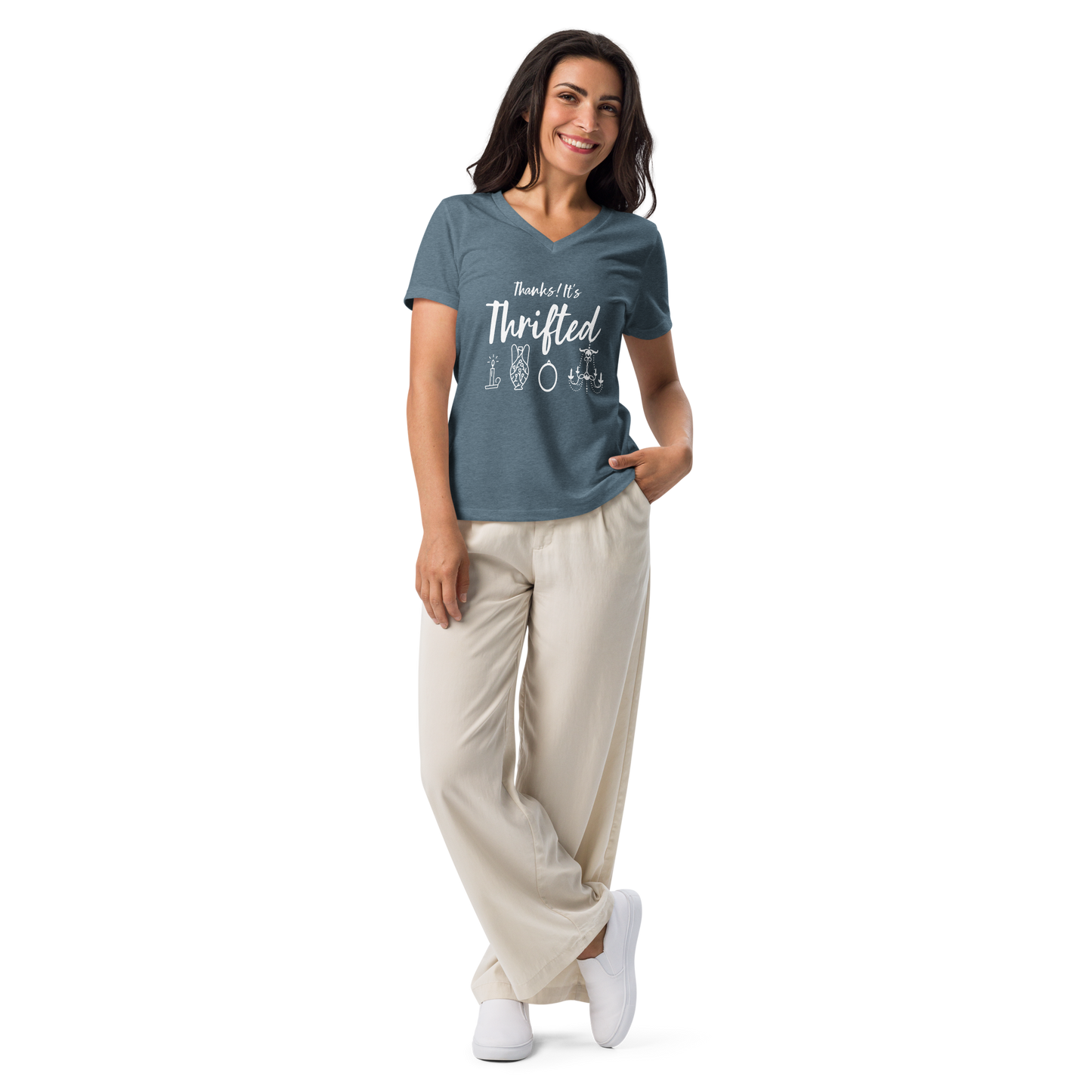 Thanks! It's Thrifted Relaxed Fit V-Neck Women's Tee