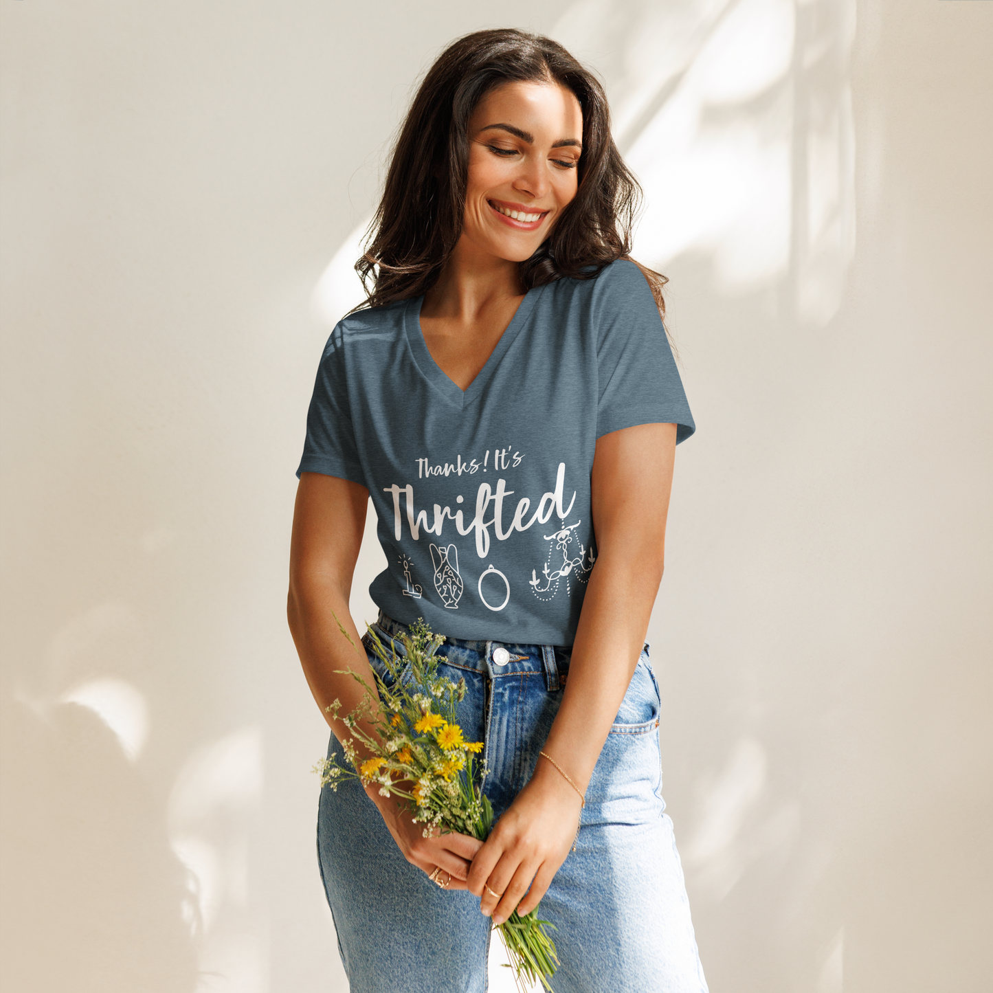 Thanks! It's Thrifted Relaxed Fit V-Neck Women's Tee