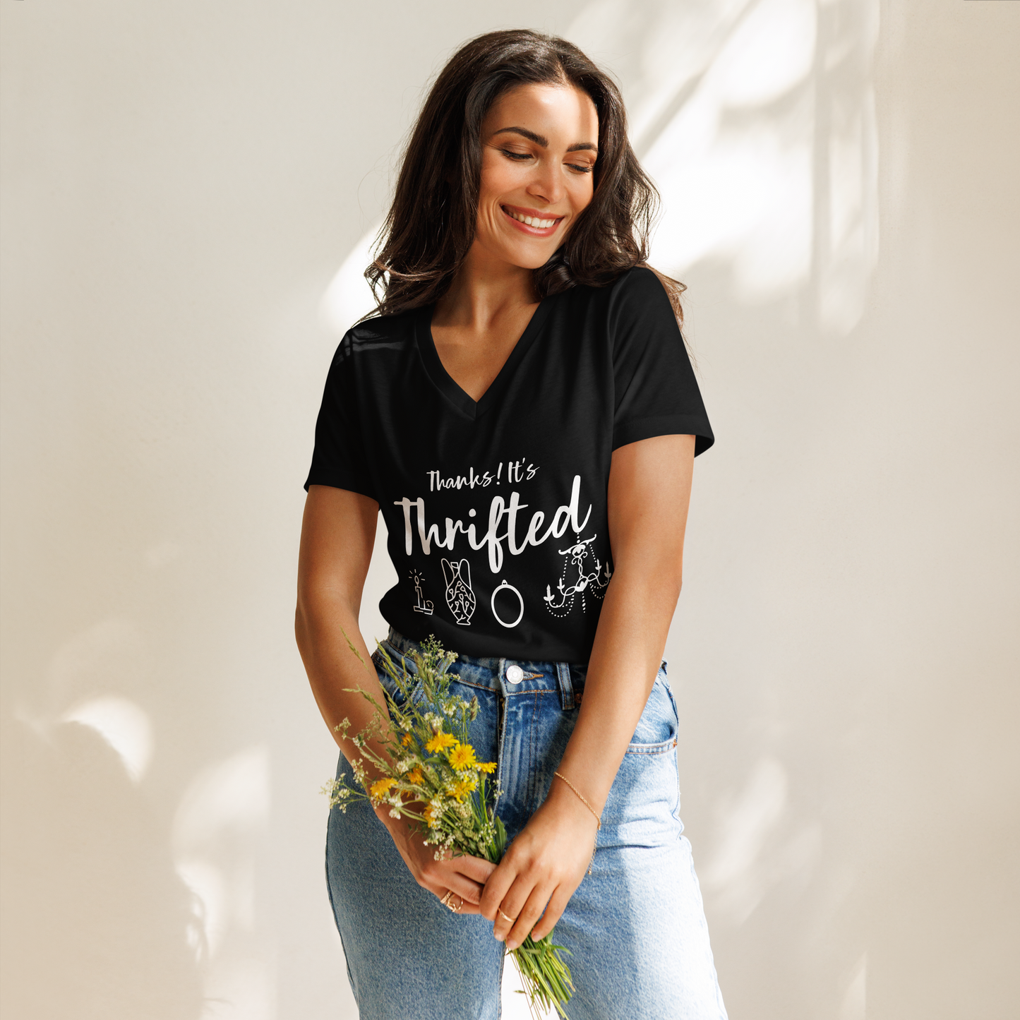 Thanks! It's Thrifted Relaxed Fit V-Neck Women's Tee