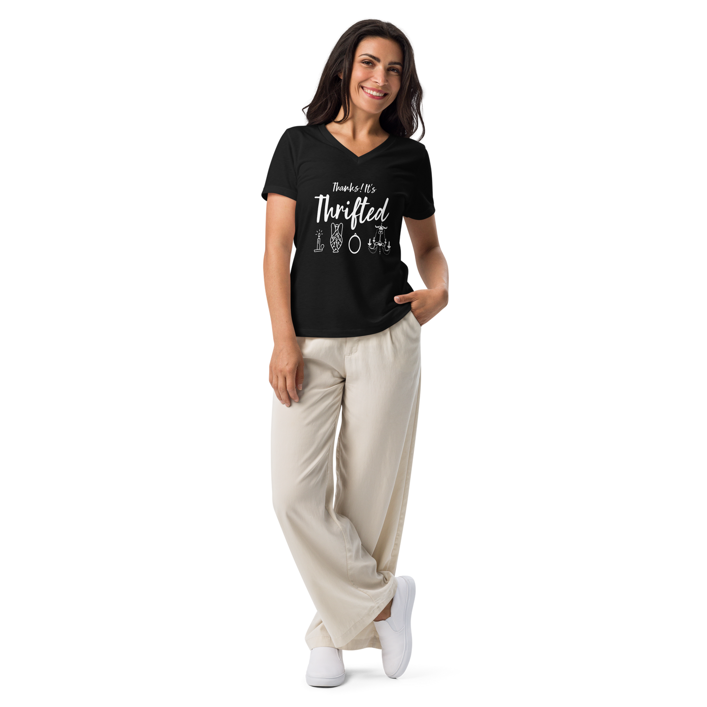 Thanks! It's Thrifted Relaxed Fit V-Neck Women's Tee