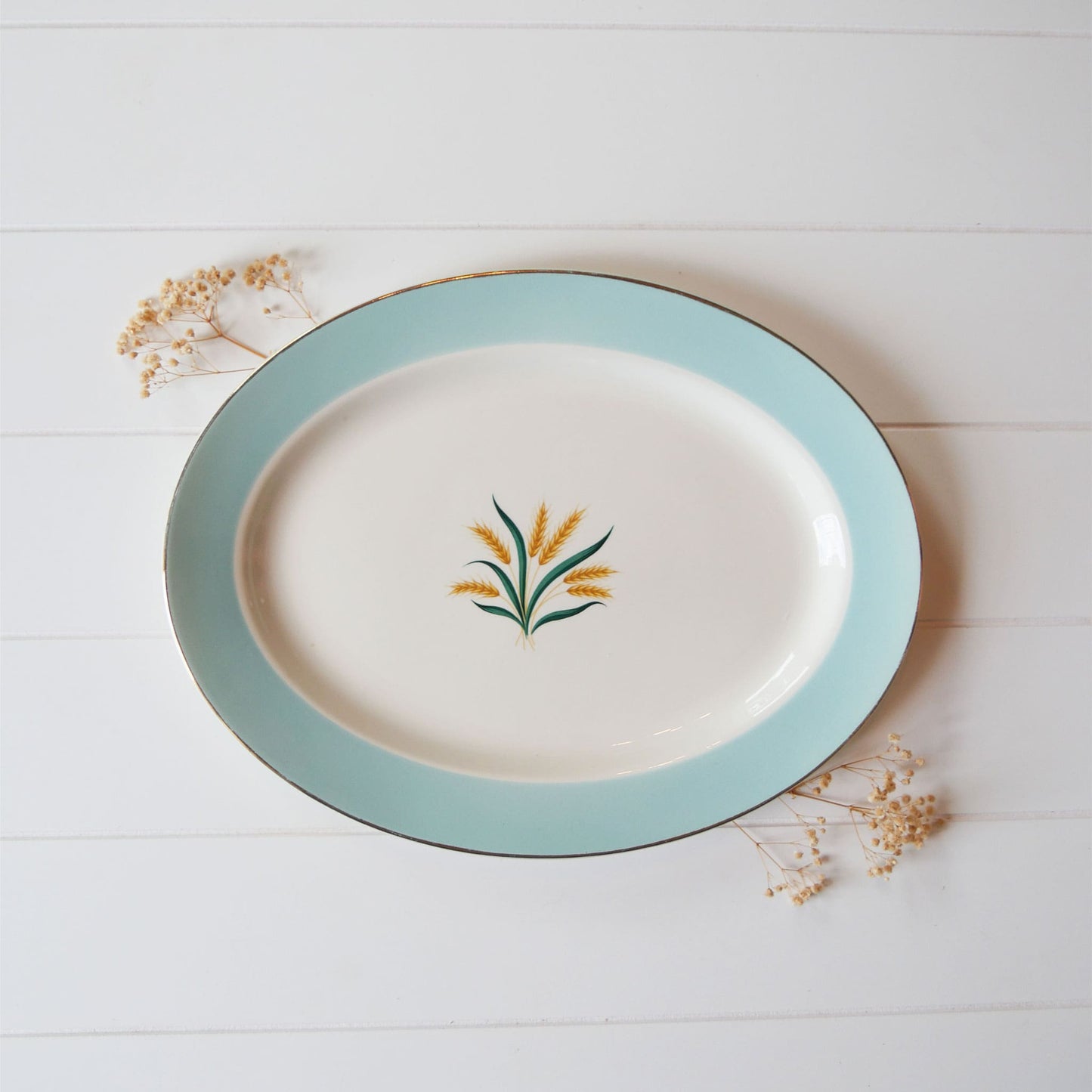 13in Golden Wheat Serving Platter, International Viking Vintage Farmhouse Serving Platter Vintage Farmhouse Plates