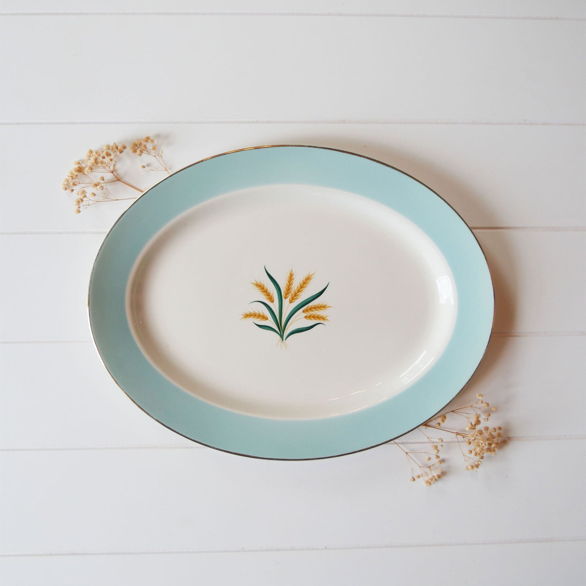 13in Golden Wheat Serving Platter, International Viking Vintage Farmhouse Serving Platter Vintage Farmhouse Plates