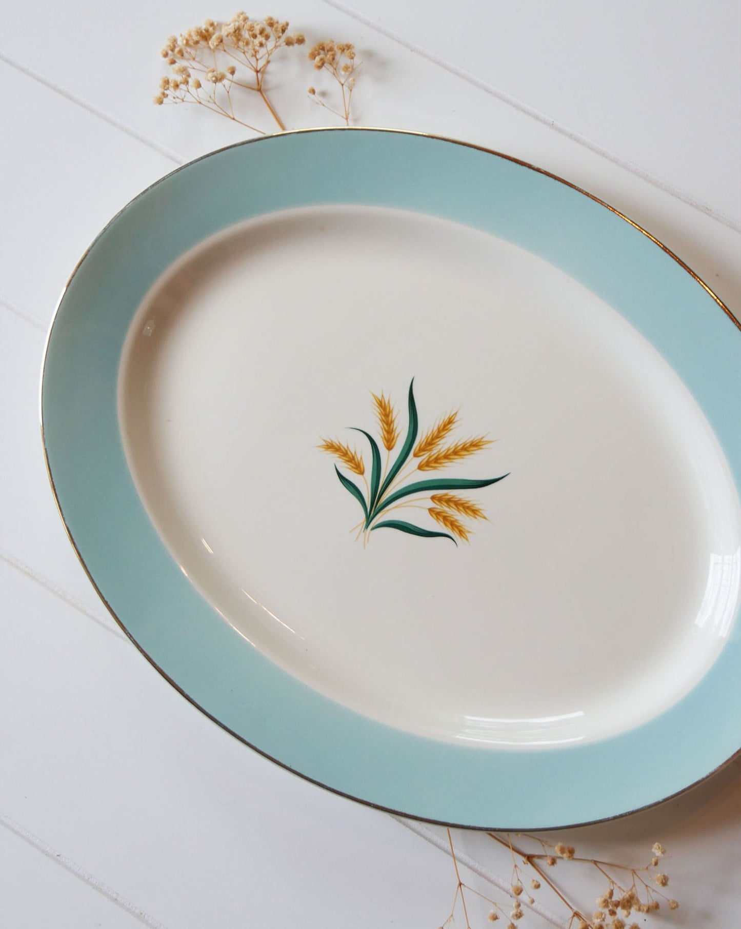 13in Golden Wheat Serving Platter, International Viking Vintage Farmhouse Serving Platter Vintage Farmhouse Plates