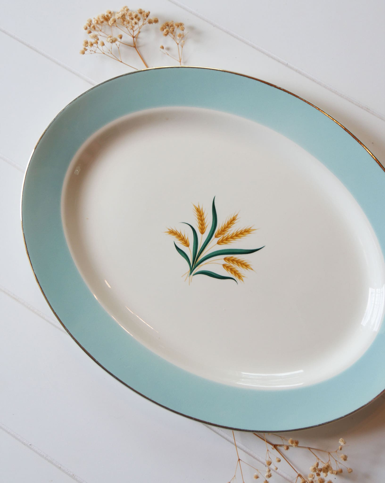 13in Golden Wheat Serving Platter, International Viking Vintage Farmhouse Serving Platter Vintage Farmhouse Plates