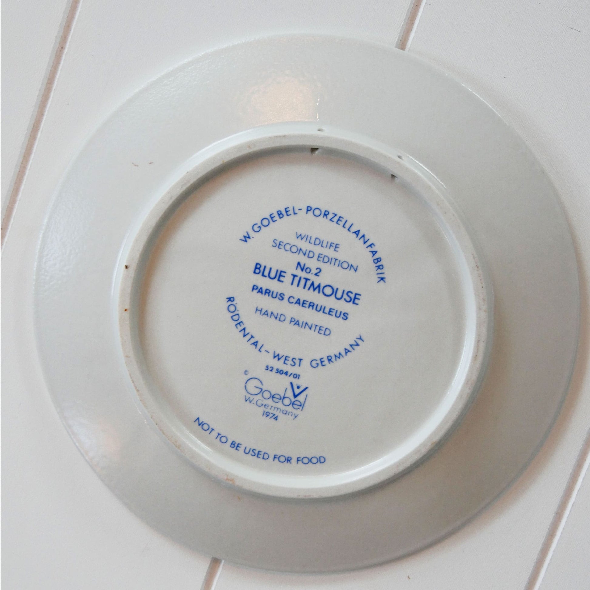 1970s Hand Painted Blue Titmouse Plate, Wildlife Plate Series, Vintage Blue Bird Plate, Vintage Bird Plate Wall