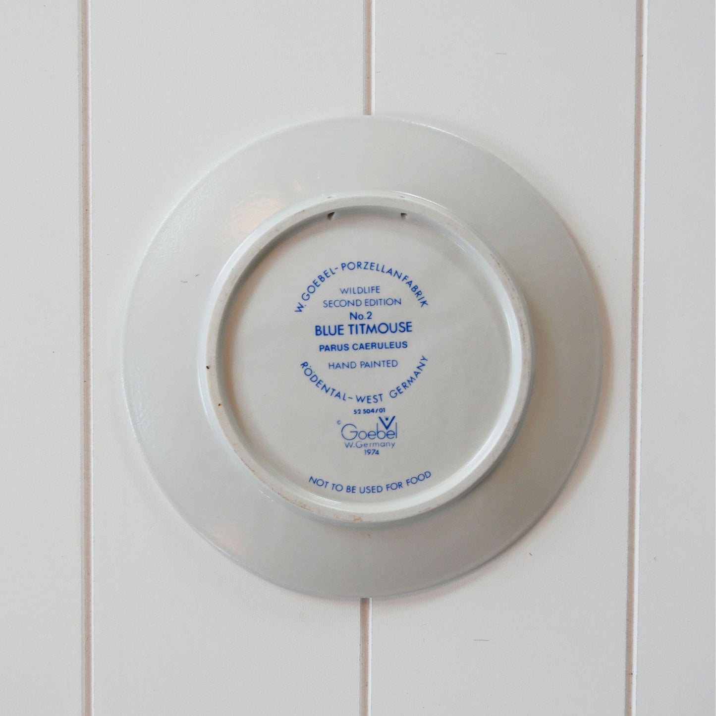 1970s Hand Painted Blue Titmouse Plate, Wildlife Plate Series, Vintage Blue Bird Plate, Vintage Bird Plate Wall