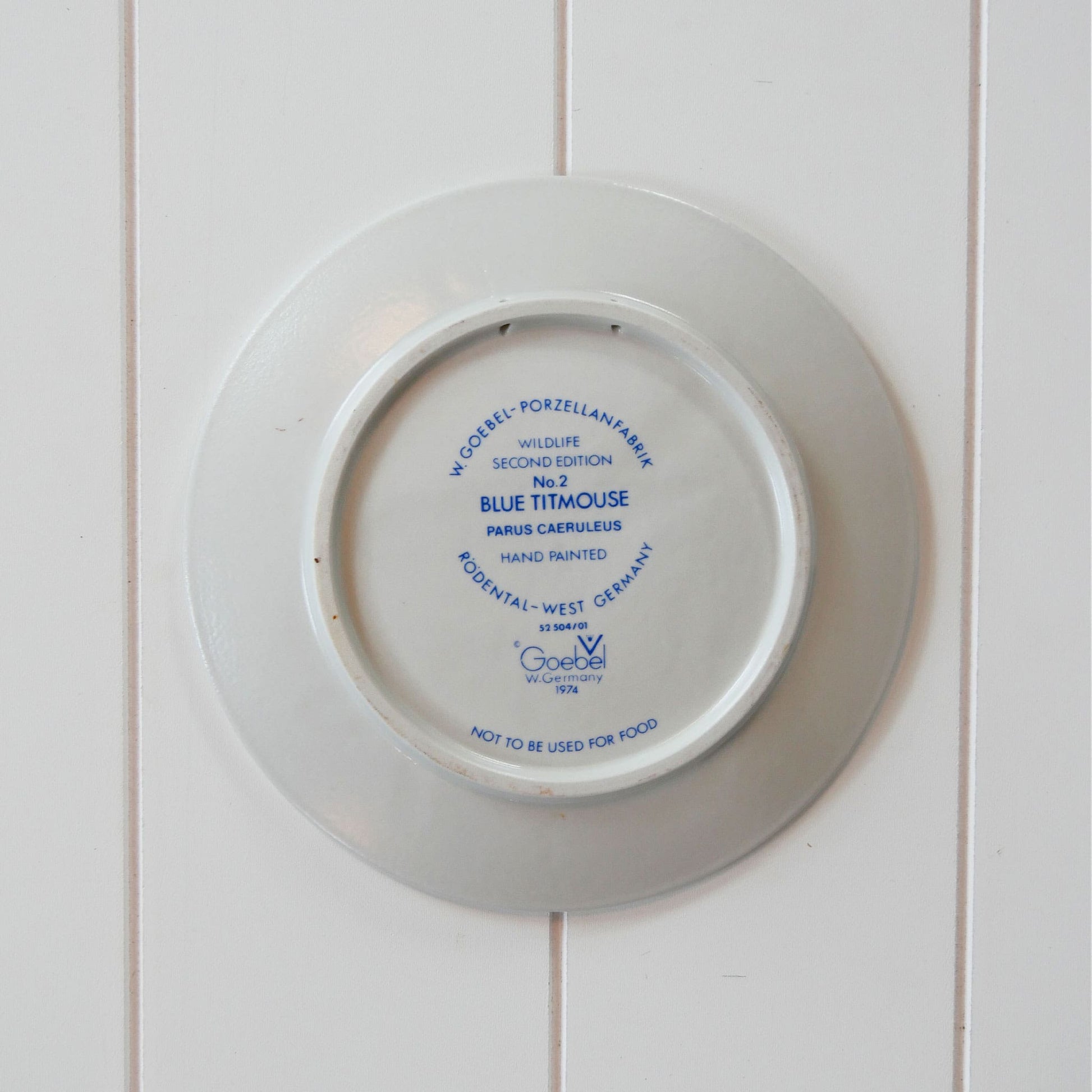 1970s Hand Painted Blue Titmouse Plate, Wildlife Plate Series, Vintage Blue Bird Plate, Vintage Bird Plate Wall