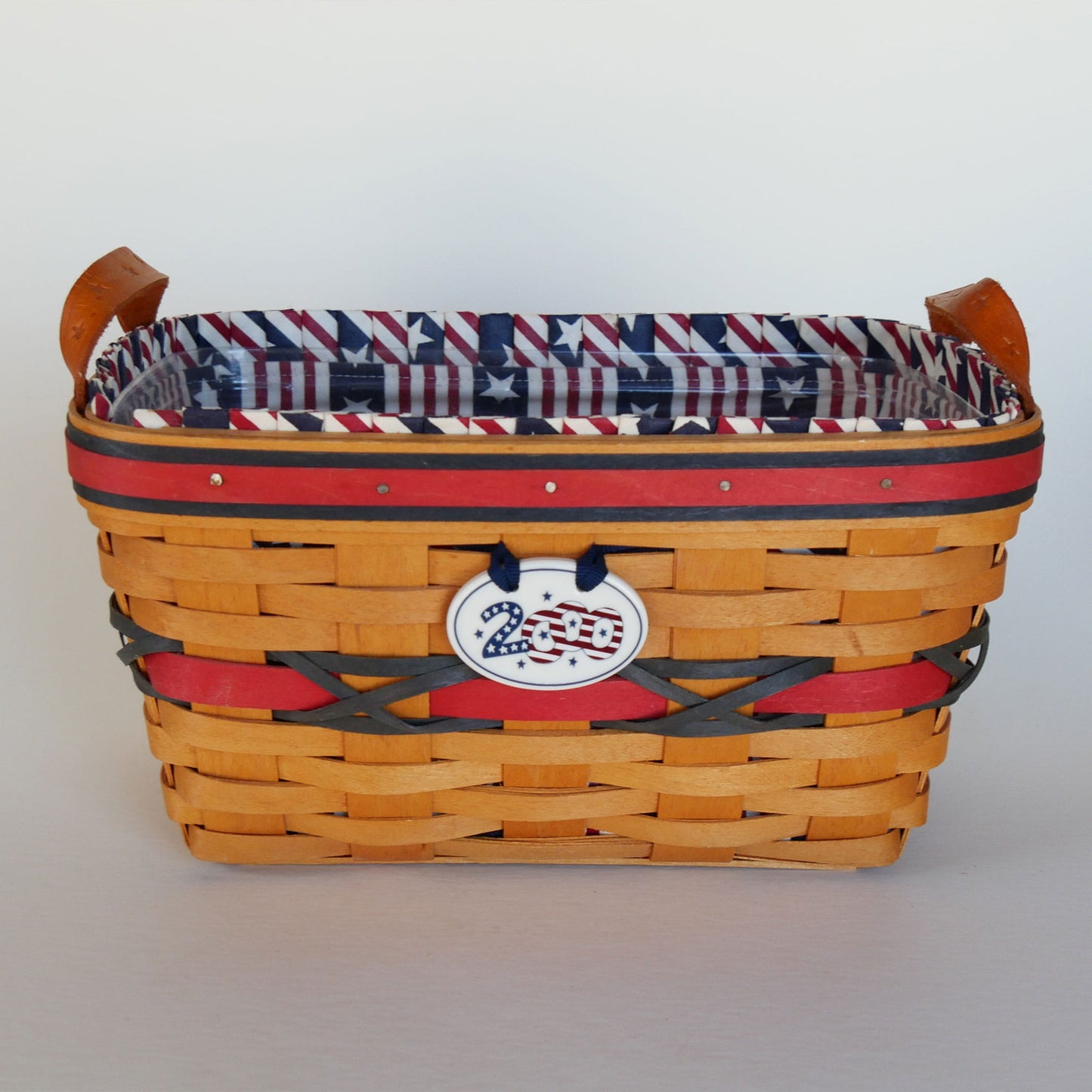 Longaberger All American Sparkler Basket with Liner, Longaberger 4th of July Basket, Vintage Longaberger American Flag Basket, Vintage Longaberger Striped Basket, Vintage Longaberger Basket Star Handles
