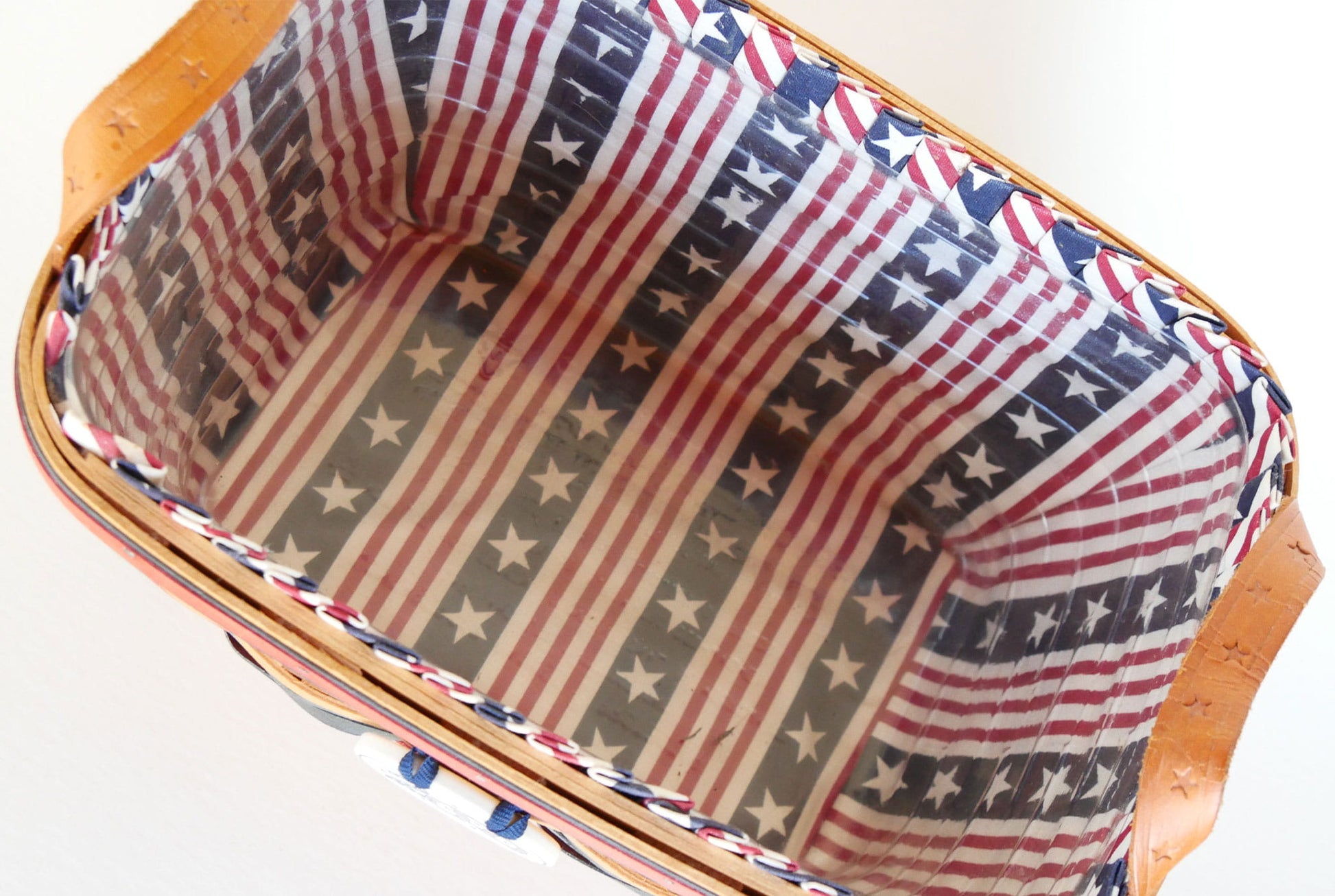 Longaberger All American Sparkler Basket with Liner, Longaberger 4th of July Basket, Vintage Longaberger American Flag Basket, Vintage Longaberger Striped Basket, Vintage Longaberger Basket Star Handles