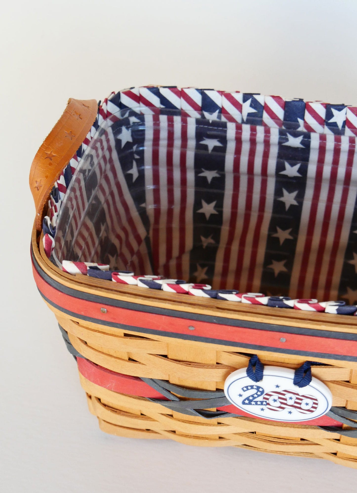 Longaberger All American Sparkler Basket with Liner, Longaberger 4th of July Basket, Vintage Longaberger American Flag Basket, Vintage Longaberger Striped Basket, Vintage Longaberger Basket Star Handles