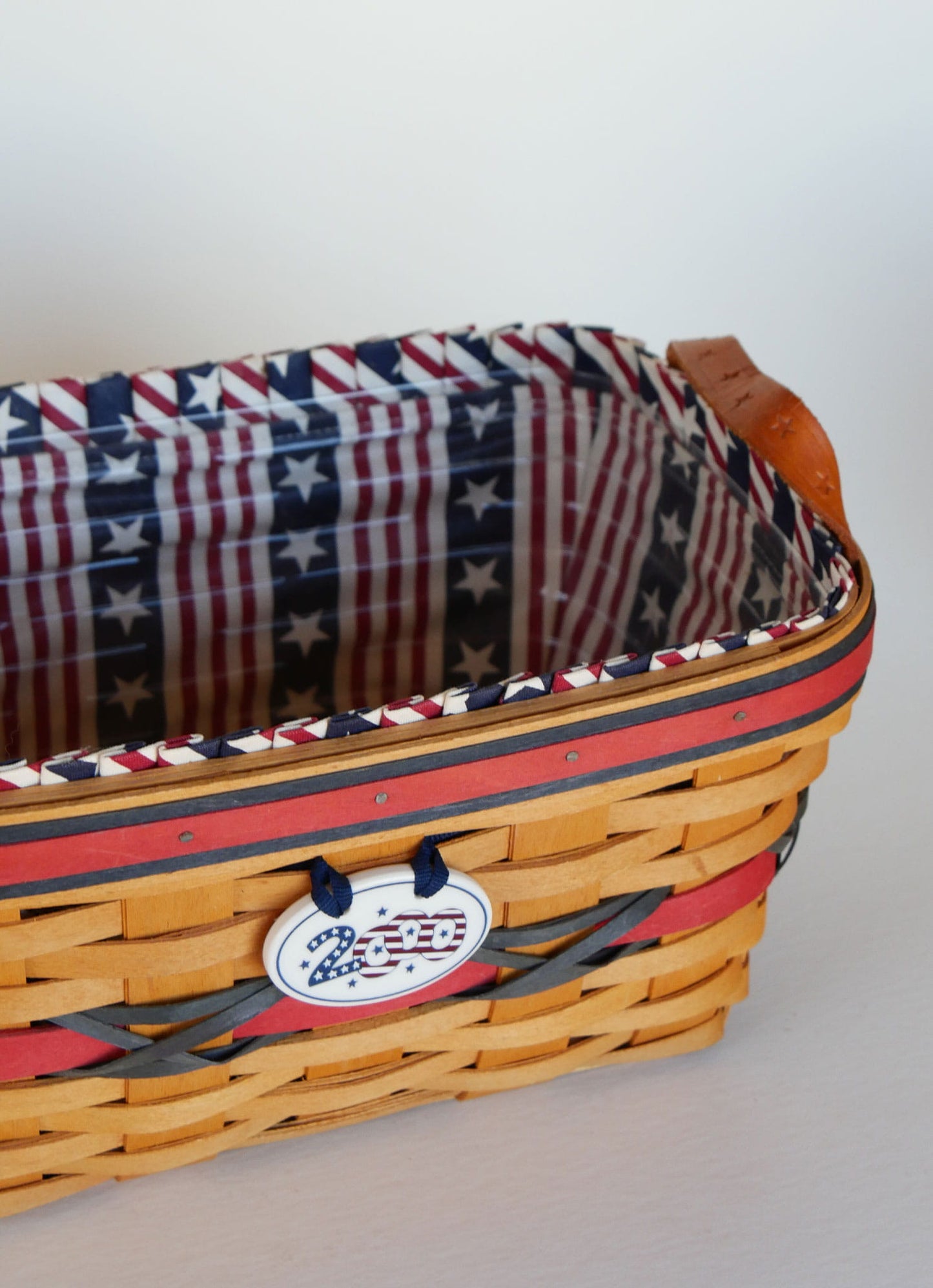 Longaberger All American Sparkler Basket with Liner, Longaberger 4th of July Basket, Vintage Longaberger American Flag Basket, Vintage Longaberger Striped Basket, Vintage Longaberger Basket Star Handles
