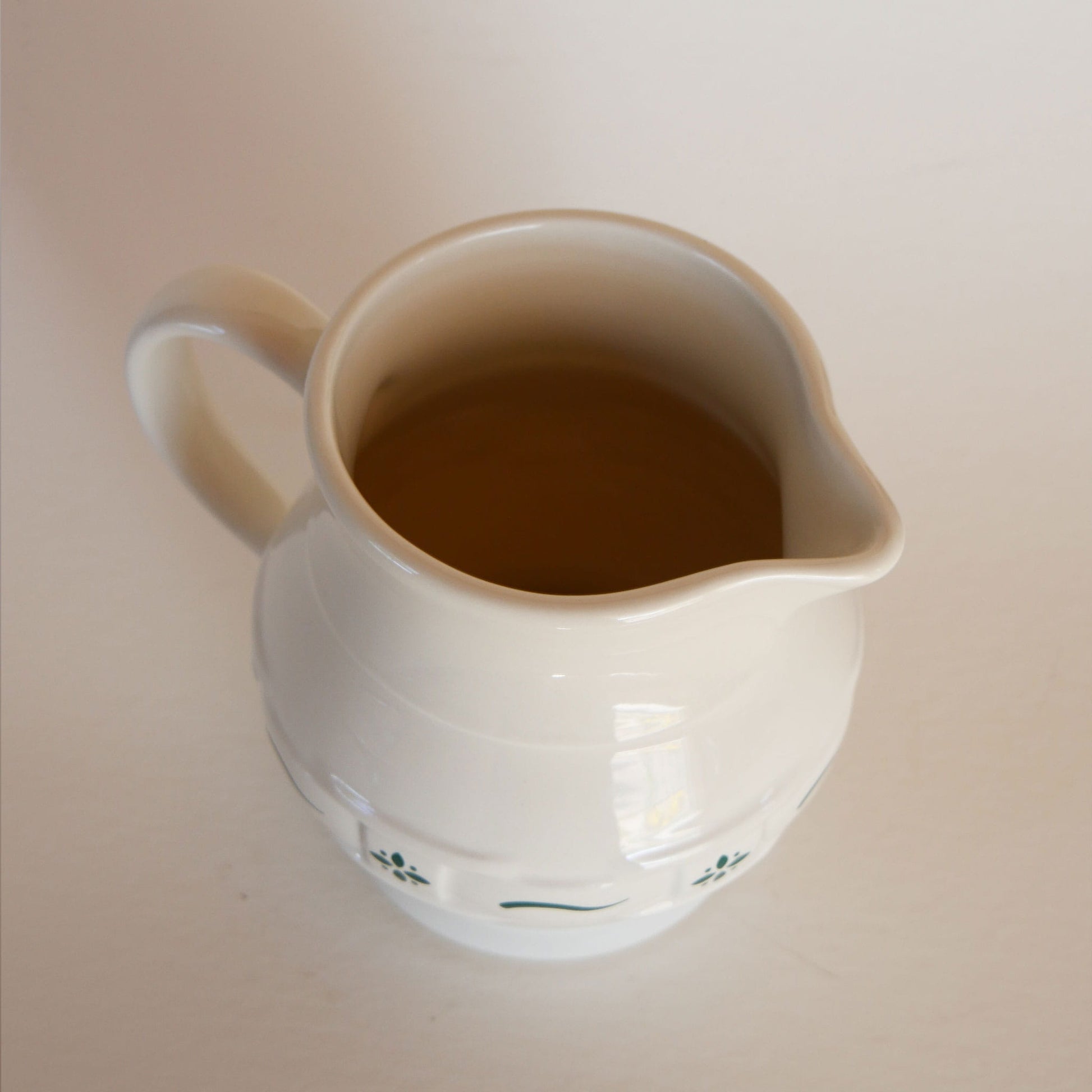 32oz Longaberger Pottery Pitcher, Woven Traditions Heritage Green Pattern, Vintage Longaberger Pottery Pitcher, Vintage Pottery Pitcher, Vintage Farmhouse Pitcher, Vintage Cottagecore Pitcher, Vintage Cottage Pitcher, Cottagecore Kitchen Decor