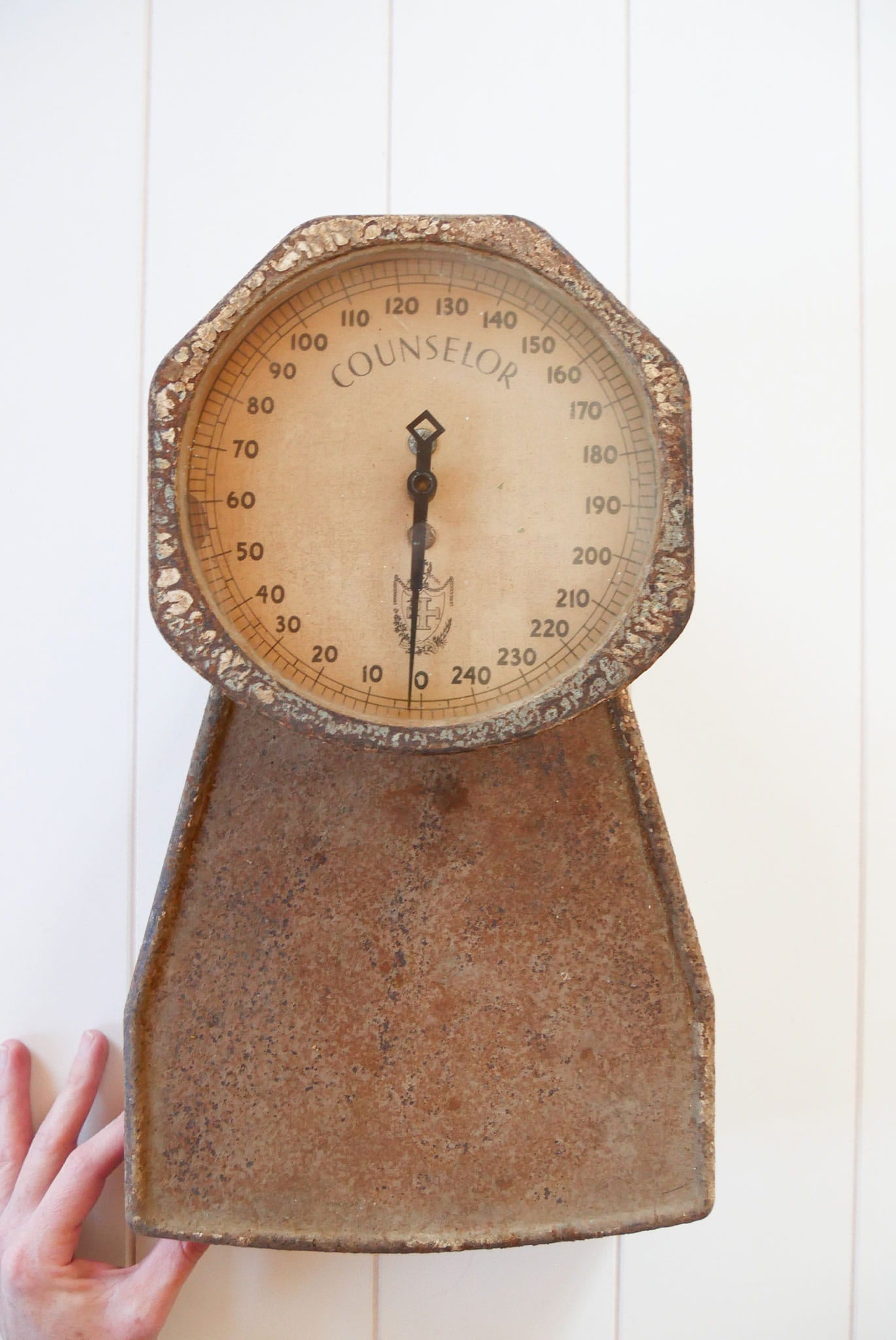 Antique Rustic Chippy Counselor 240lb Scale, Antique Counselor Scale, Antique Floor Scale, Rustic Vintage Scale, Antique 240lb Scale, Vintage Home Decor