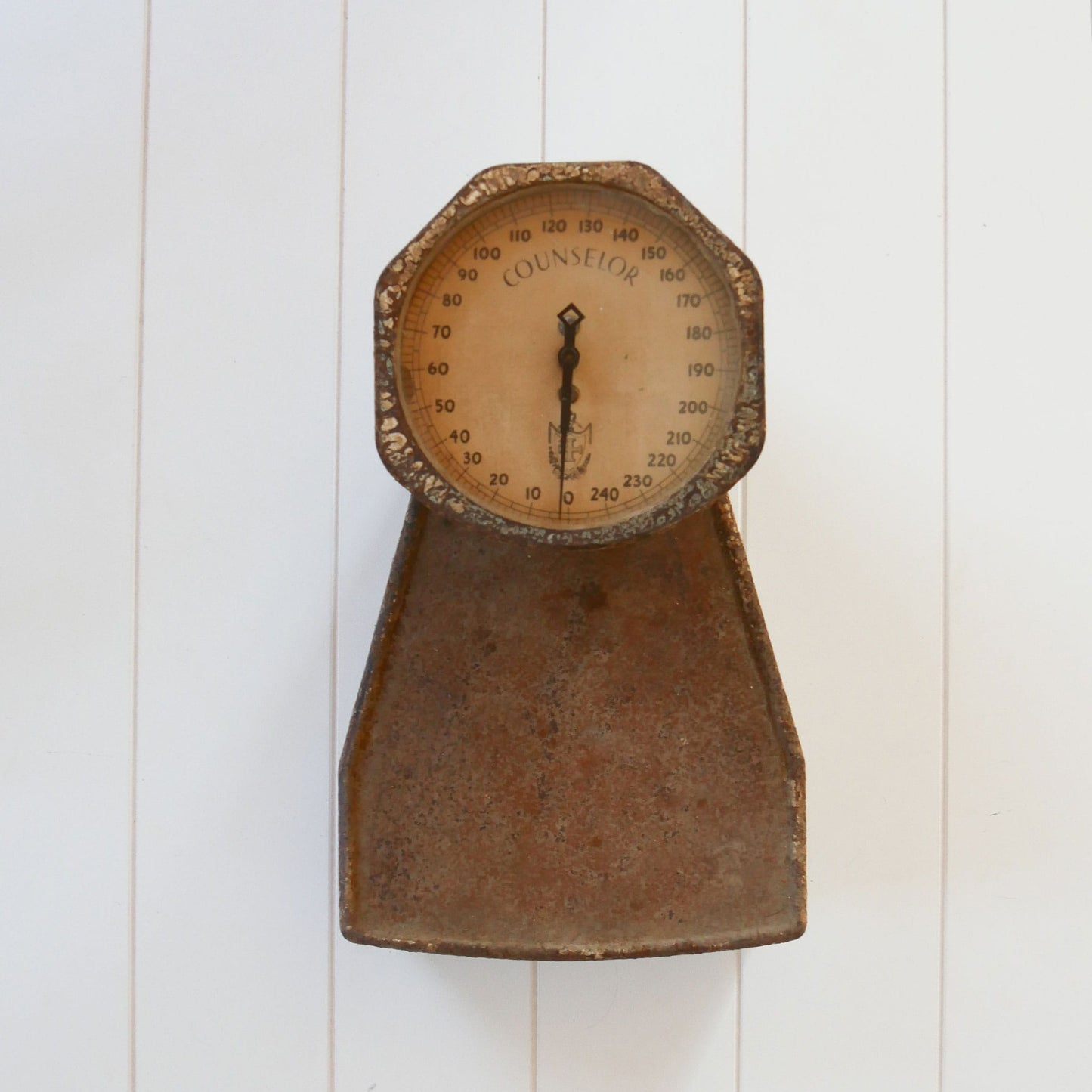 Antique Rustic Chippy Counselor 240lb Scale, Antique Counselor Scale, Antique Floor Scale, Rustic Vintage Scale, Antique 240lb Scale, Vintage Home Decor