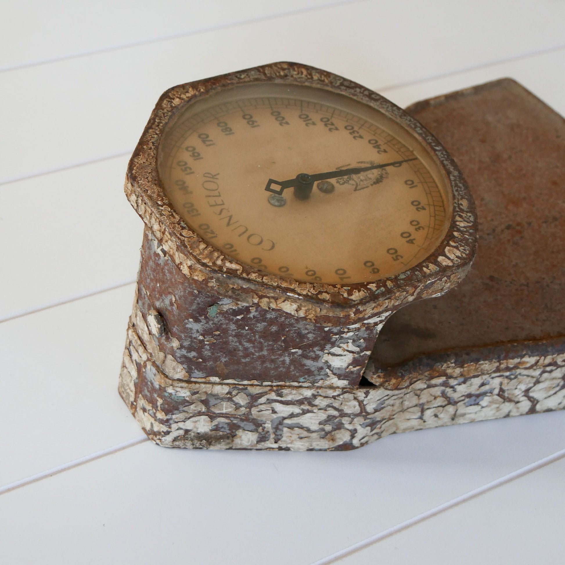 Antique Rustic Chippy Counselor 240lb Scale, Antique Counselor Scale, Antique Floor Scale, Rustic Vintage Scale, Antique 240lb Scale, Vintage Home Decor