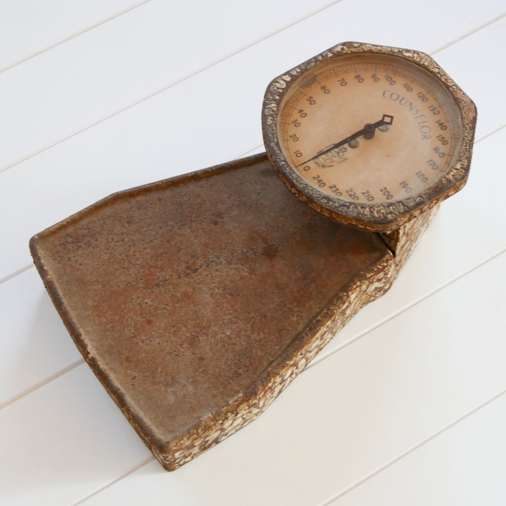 Antique Rustic Chippy Counselor 240lb Scale, Antique Counselor Scale, Antique Floor Scale, Rustic Vintage Scale, Antique 240lb Scale, Vintage Home Decor