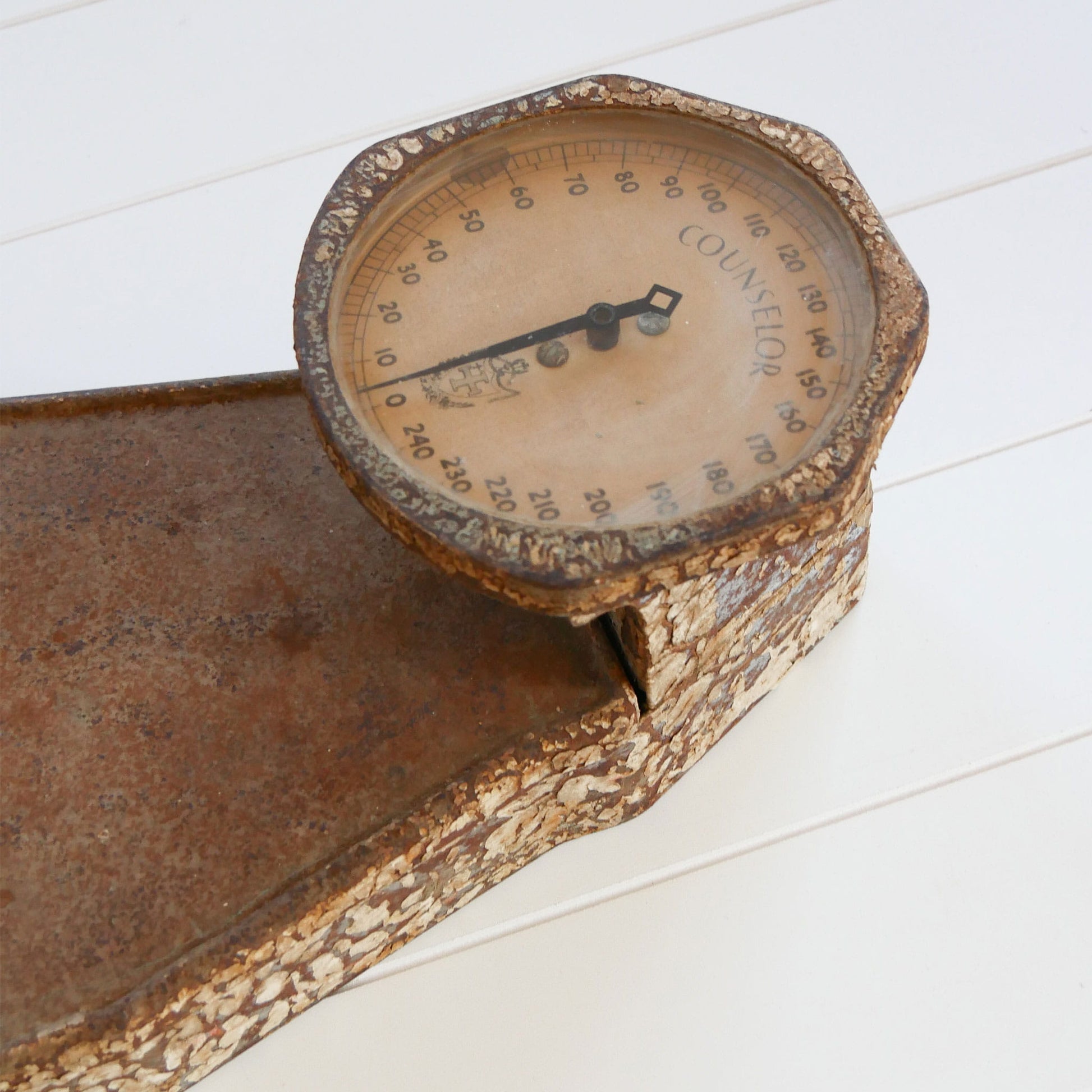 Antique Rustic Chippy Counselor 240lb Scale, Antique Counselor Scale, Antique Floor Scale, Rustic Vintage Scale, Antique 240lb Scale, Vintage Home Decor