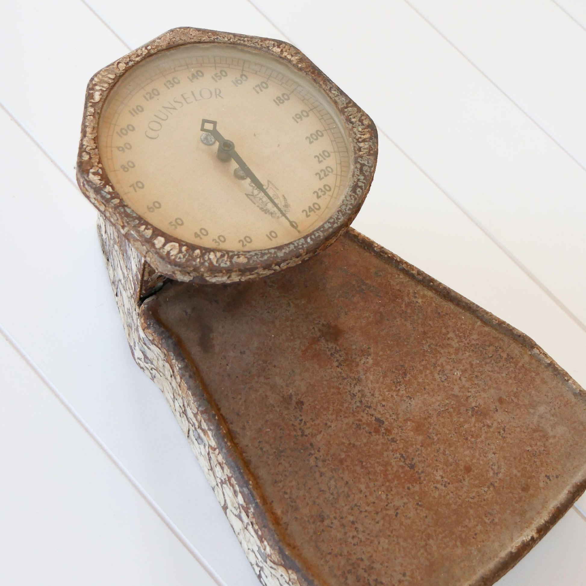 Antique Rustic Chippy Counselor 240lb Scale, Antique Counselor Scale, Antique Floor Scale, Rustic Vintage Scale, Antique 240lb Scale, Vintage Home Decor