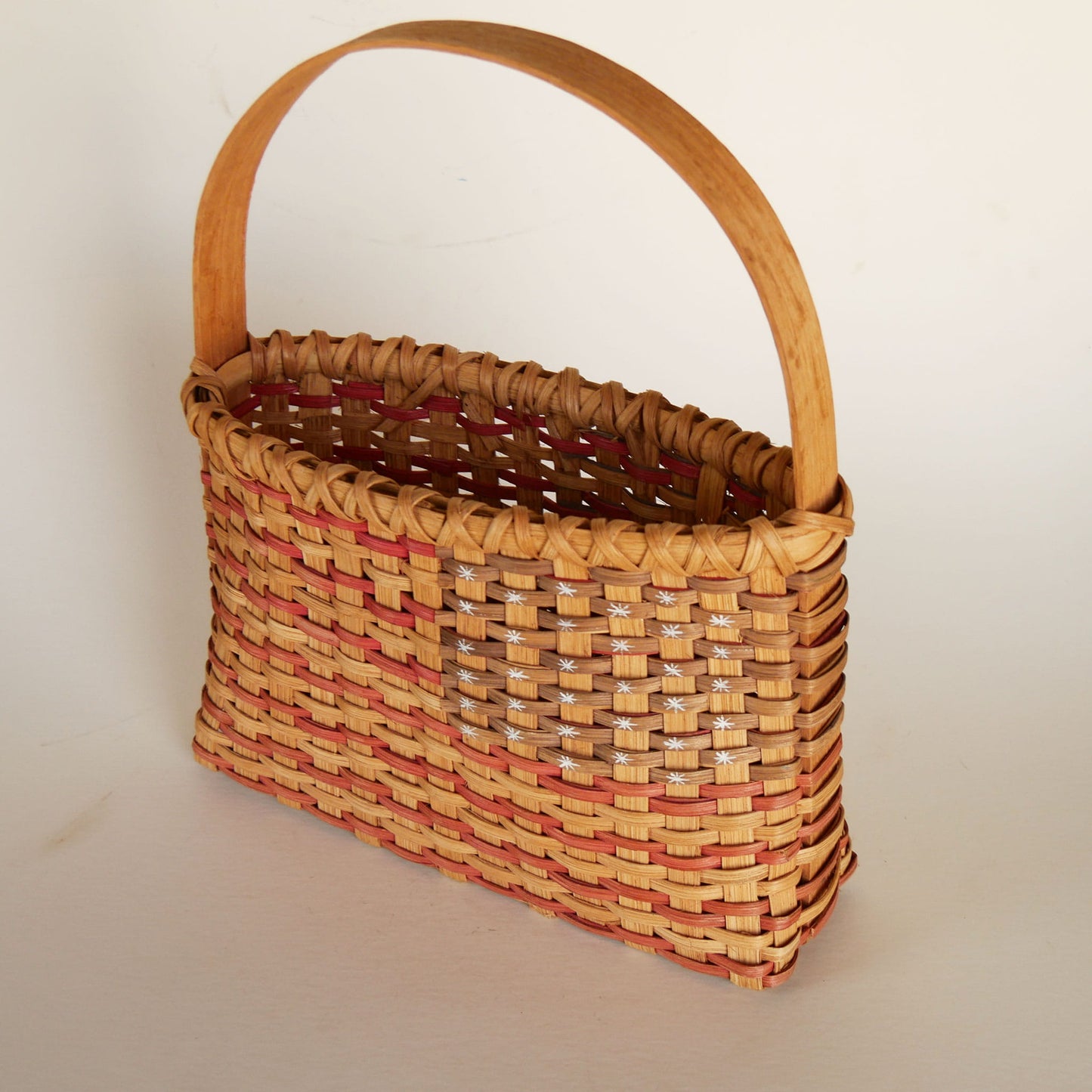Vintage American Flag Basket, Vintage Wicker Flag Basket, Vintage American Flag Painted Basket, Vintage Fourth of July Baskets, Vintage American Flag Basket