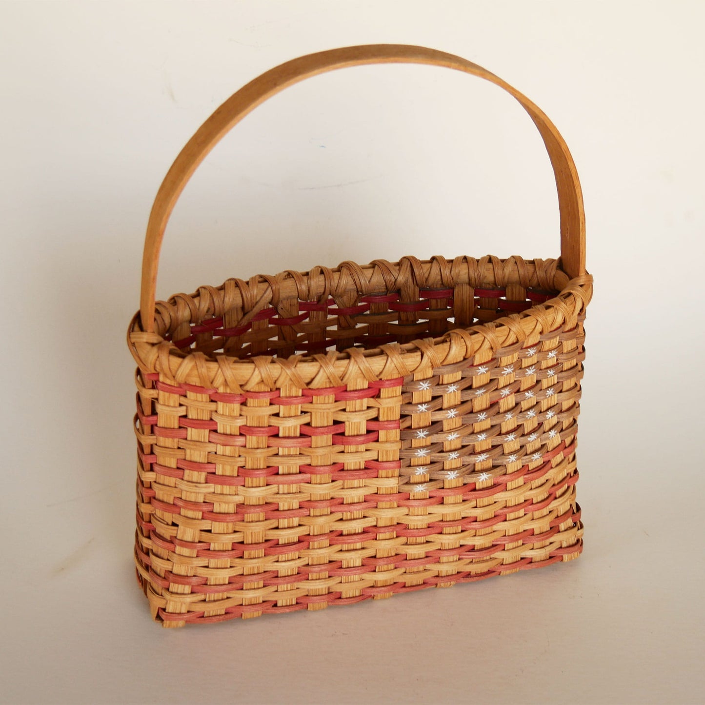Vintage American Flag Basket, Vintage Wicker Flag Basket, Vintage American Flag Painted Basket, Vintage Fourth of July Baskets, Vintage American Flag Basket