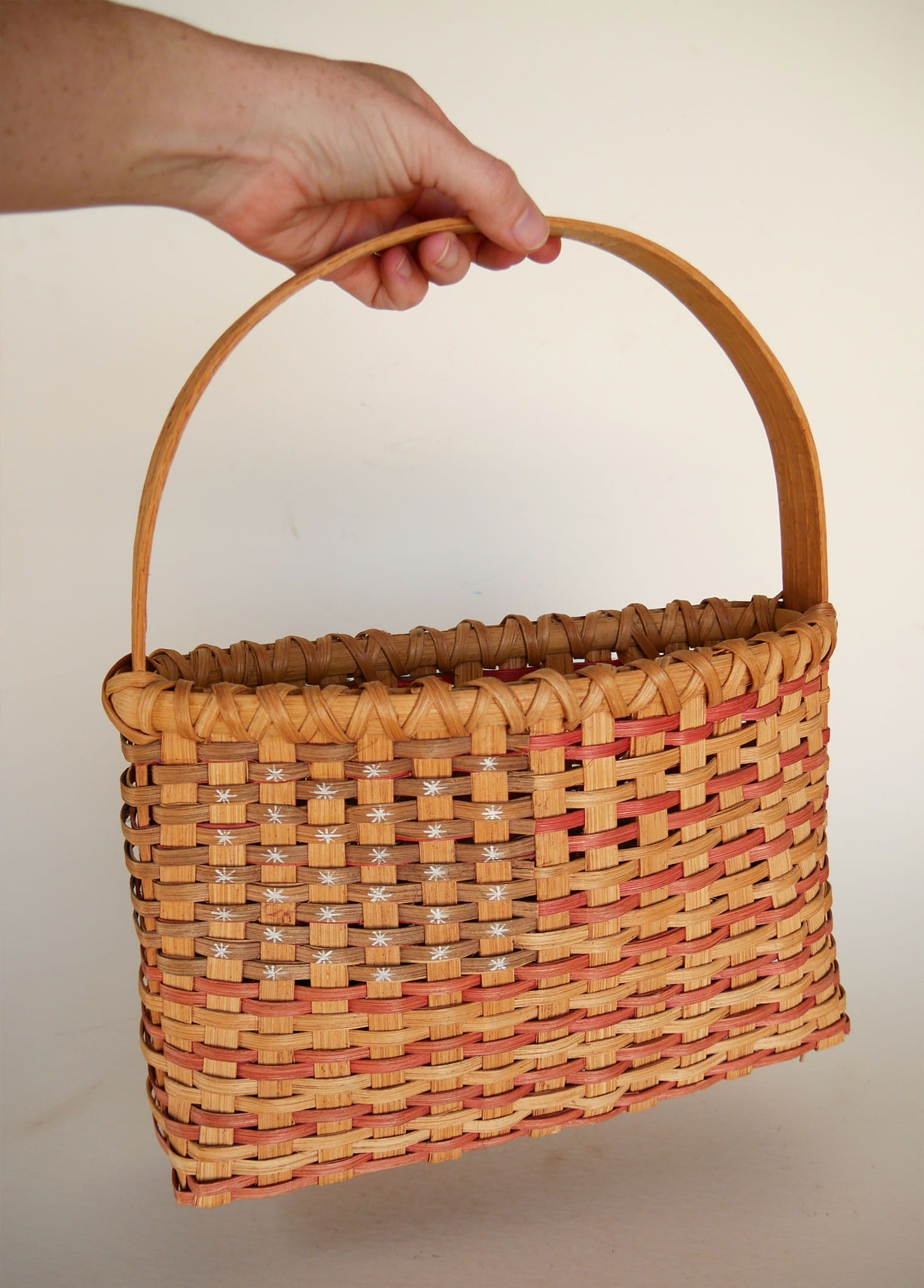 Vintage American Flag Basket, Vintage Wicker Flag Basket, Vintage American Flag Painted Basket, Vintage Fourth of July Baskets, Vintage American Flag Basket