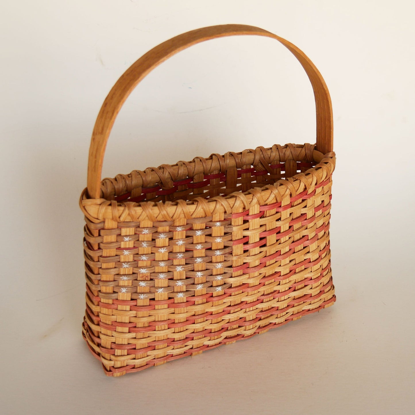 Vintage American Flag Basket, Vintage Wicker Flag Basket, Vintage American Flag Painted Basket, Vintage Fourth of July Baskets, Vintage American Flag Basket