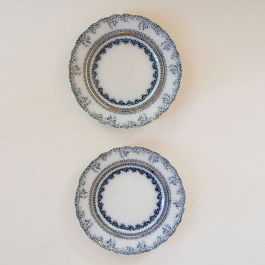 Antique 1890s Wood & Son Florrence England Plates, Antique Blue and White Floral Plate, Vintage Plate Wall, Antique Plate Wall, Blue and White Plate Wall, Cottagecore Plate Wall, Vintage Cottage Plate Wall