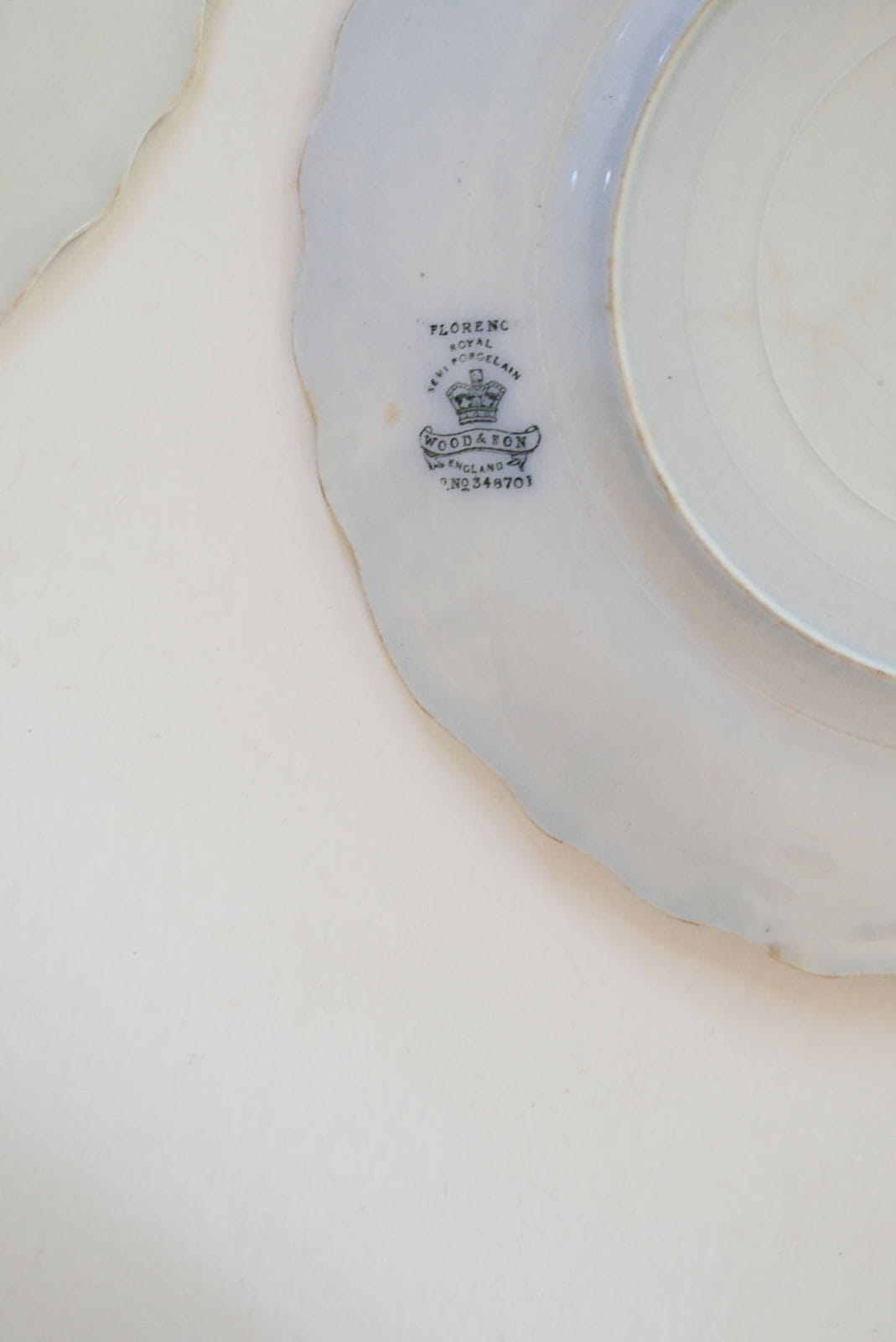 Antique 1890s Wood & Son Florence England Plates, Antique Blue and White Floral Plate, Vintage Plate Wall, Antique Plate Wall, Blue and White Plate Wall, Cottagecore Plate Wall, Vintage Cottage Plate Wall