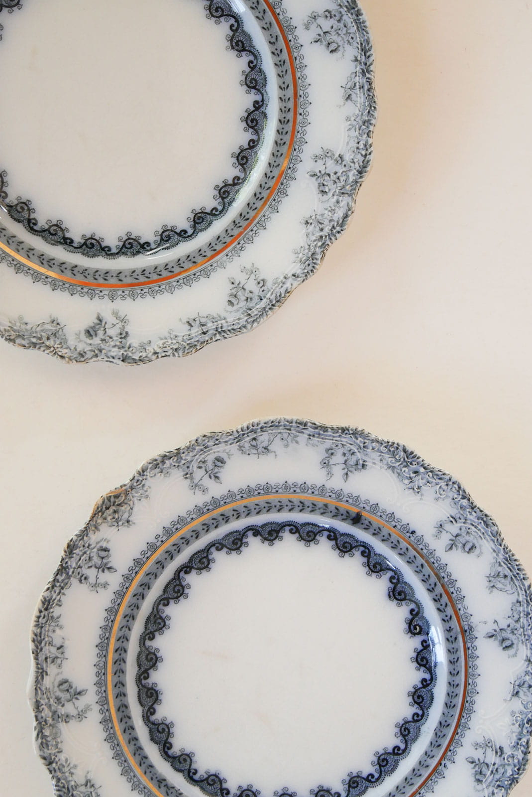 Antique 1890s Wood & Son Florrence England Plates, Antique Blue and White Floral Plate, Vintage Plate Wall, Antique Plate Wall, Blue and White Plate Wall, Cottagecore Plate Wall, Vintage Cottage Plate Wall
