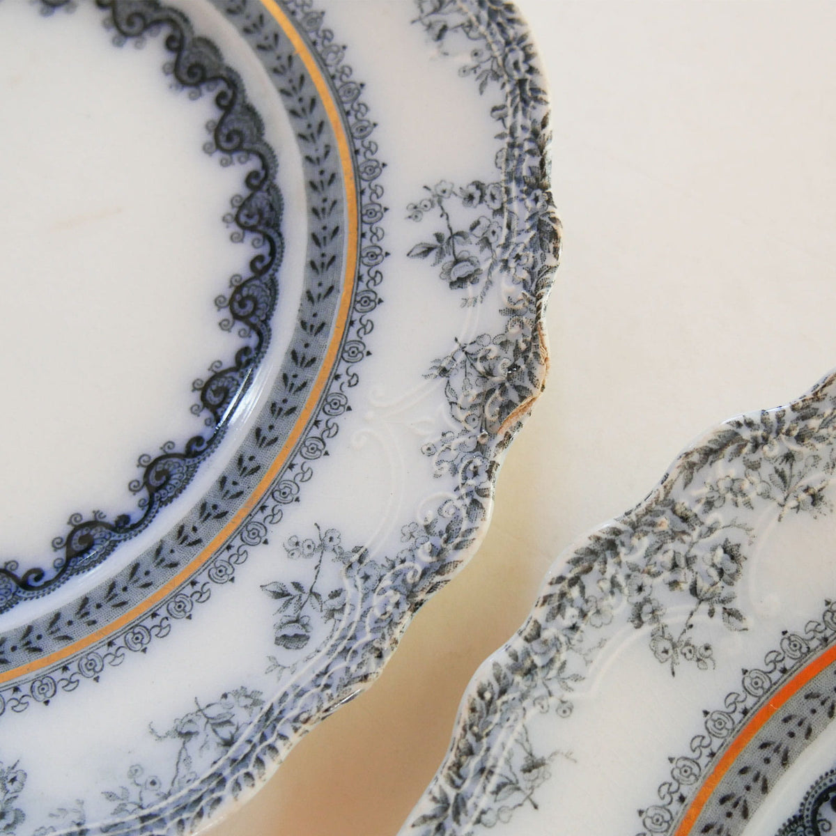 Antique 1890s Wood & Son Florrence England Plates, Antique Blue and White Floral Plate, Vintage Plate Wall, Antique Plate Wall, Blue and White Plate Wall, Cottagecore Plate Wall, Vintage Cottage Plate Wall