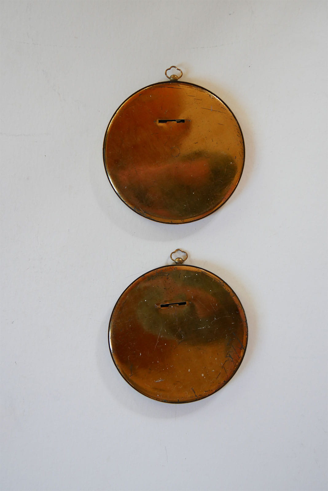 Antique Brass Circular Framed Portraits, Antique Photos, Vintage Brass Round Portraits with Hangers, Vintage Brass portrait with Hanger, ANtique Apothecary Decor