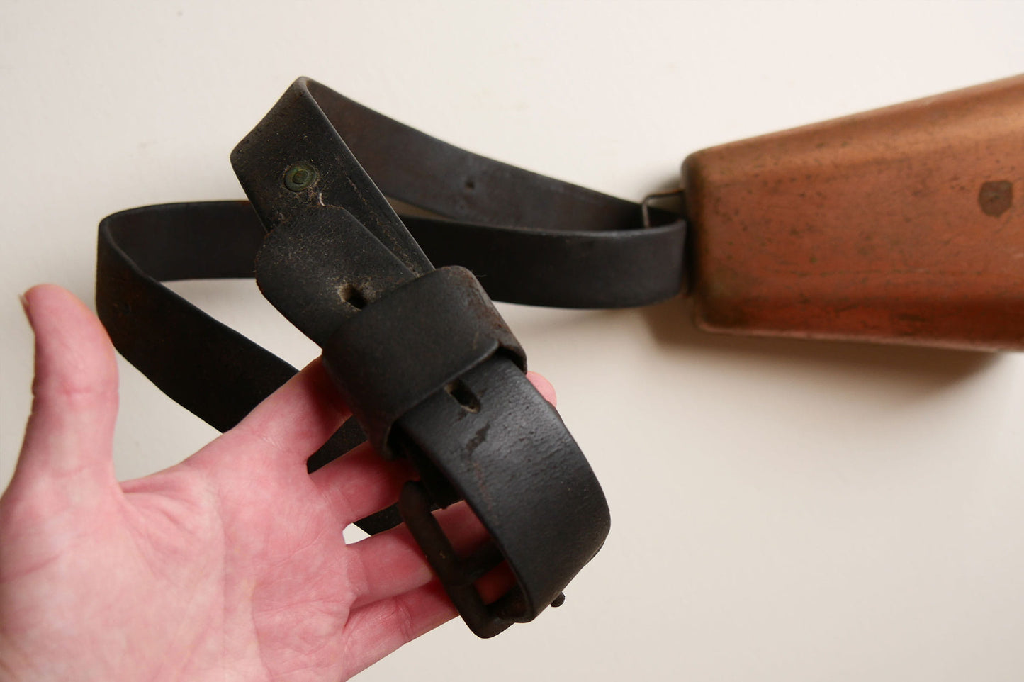 Antique Copper Cow Bell with Black Leather Strap, Antique Cow Bell, Vintage Cow Bell, Vintage Copper Cow Bell, Antique Copper Cow Bell with Strap, Antique Farmhouse Decor