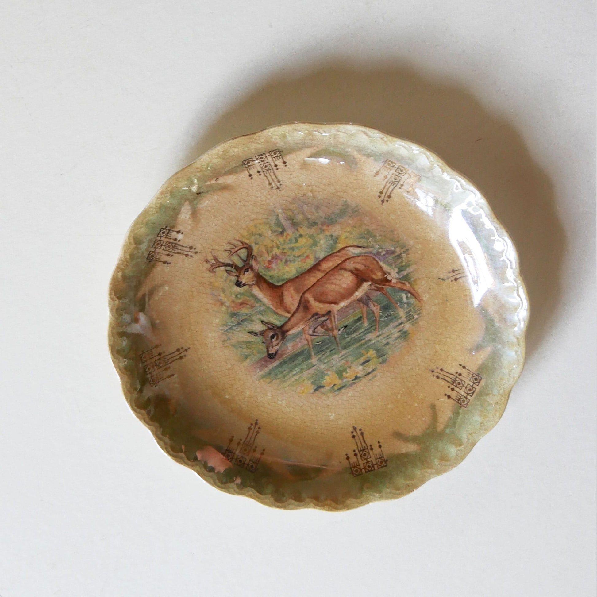 Antique Deer Transferware Plate, Antique Woodland decorative Plate, Vintage Deer Plate, Deer Plate Wall, Woodland Plate Wall, Farmhouse Plate Wall
